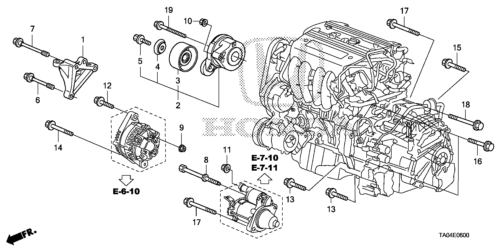 Diagram ENGINE MOUNTING BRACKET (L4) for your 2004 Honda Civic   