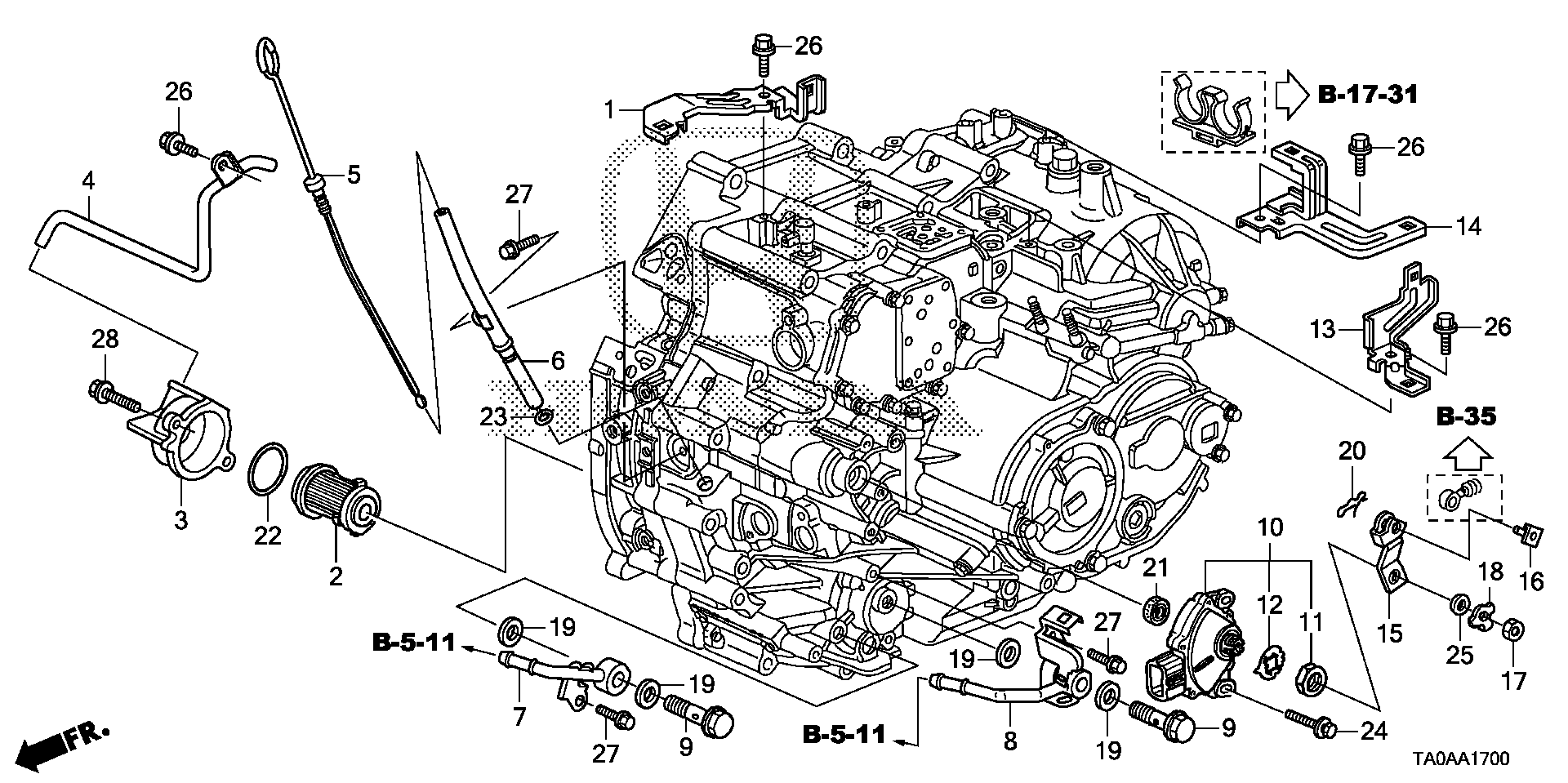 Diagram OIL LEVEL GAUGE@ATF PIPE (V6) for your Honda