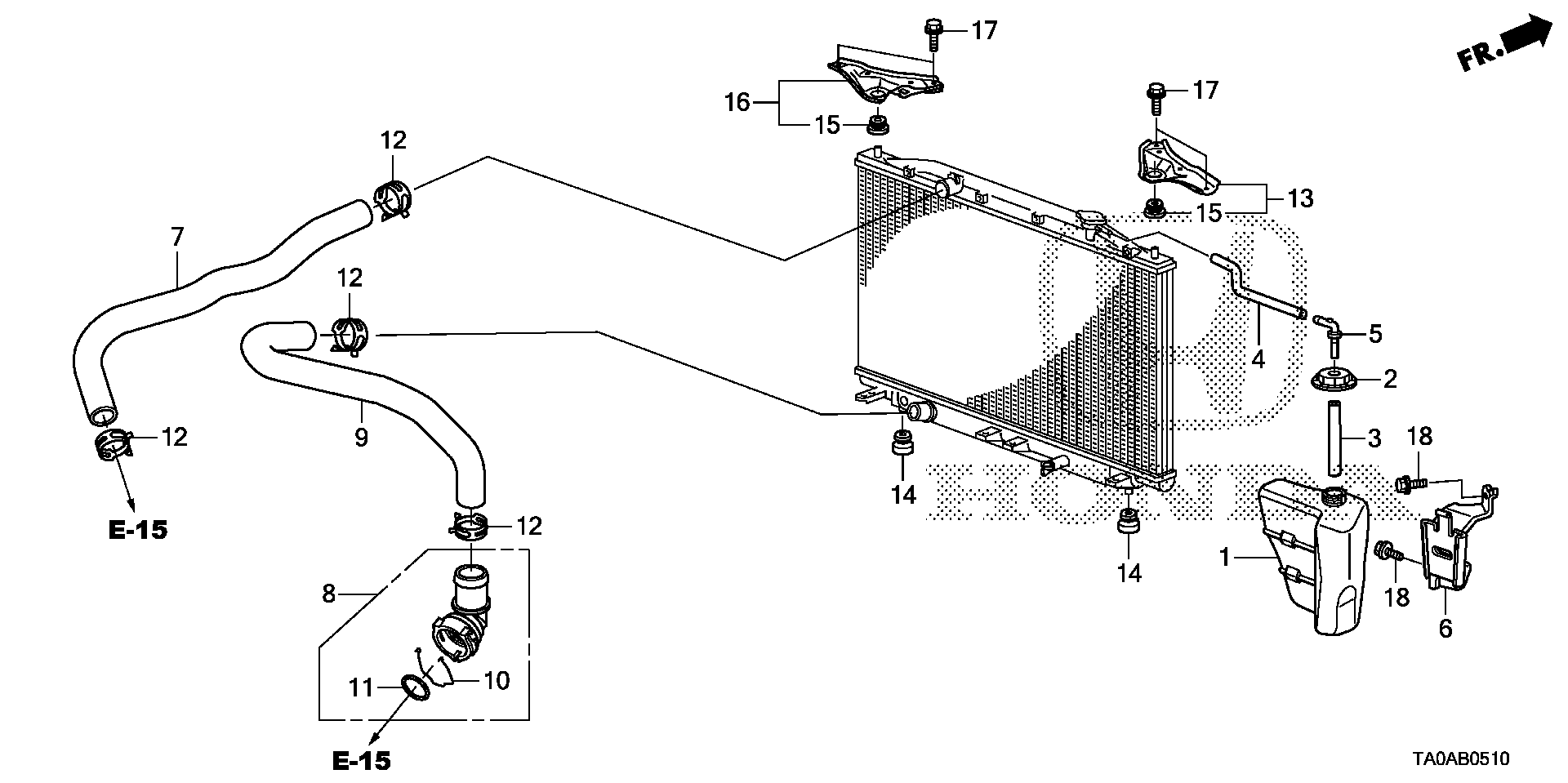 Diagram RADIATOR HOSE@RESERVE TANK (L4) for your 2013 Honda Accord   