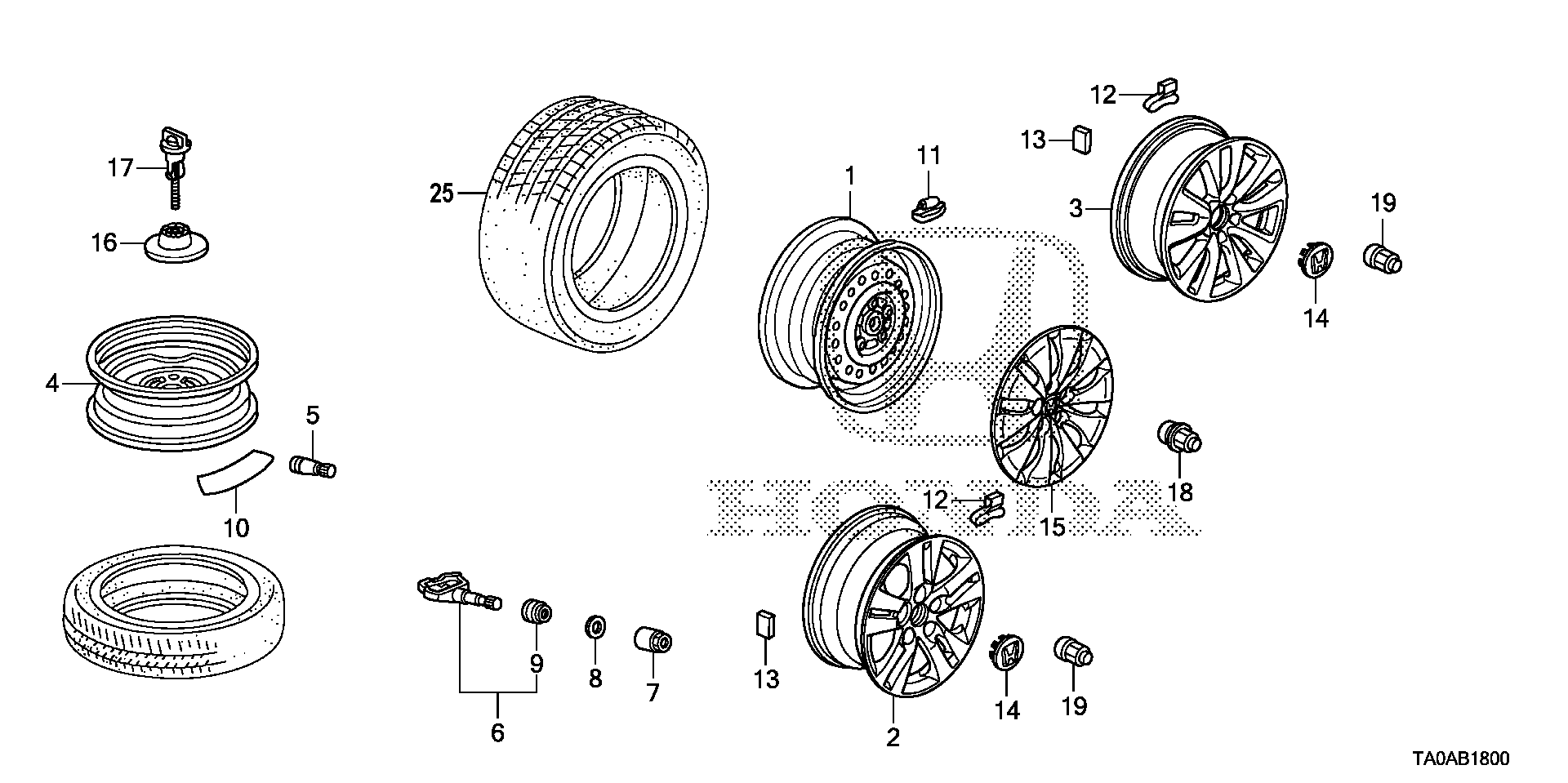 Diagram WHEEL DISK (KA/KL) for your Honda Accord  