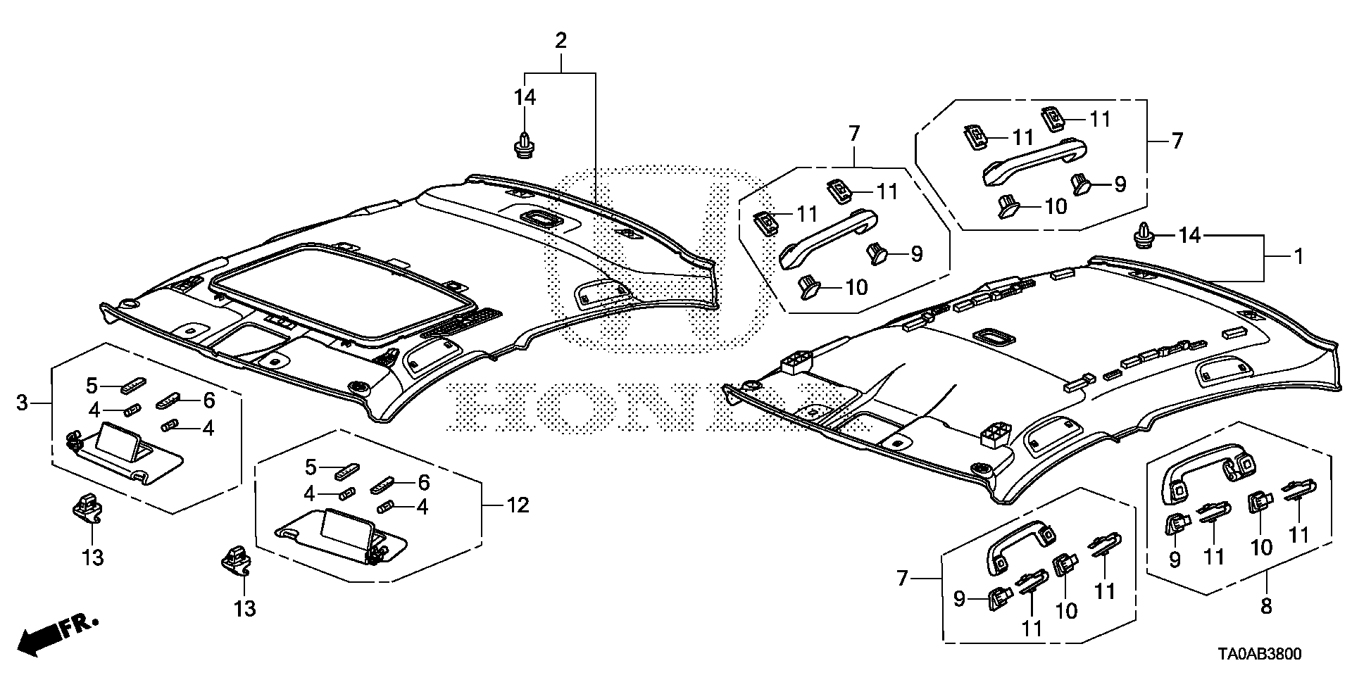 Diagram ROOF LINING for your Honda Element  