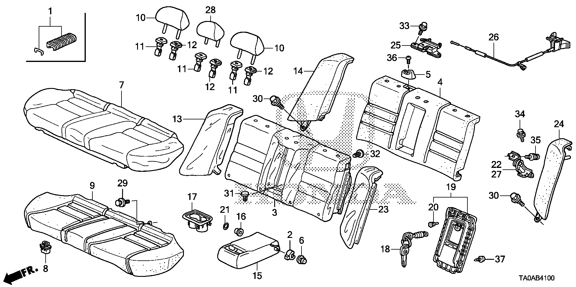 Diagram REAR SEAT for your Honda Accord  