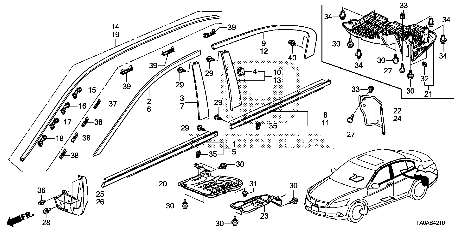 Diagram MOLDING for your 2005 Honda Civic   