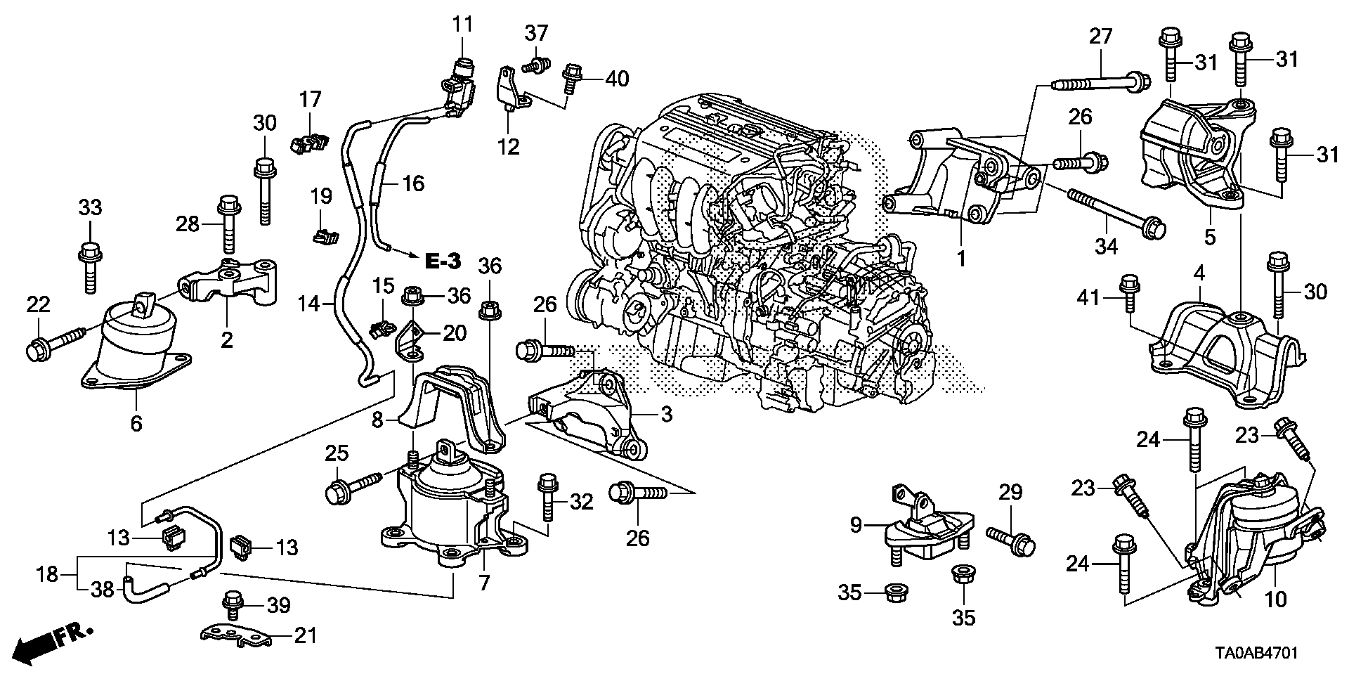 Diagram ENGINE MOUNTS (L4) (AT) for your 1990 Honda Accord Coupe 2.2L MT LX 