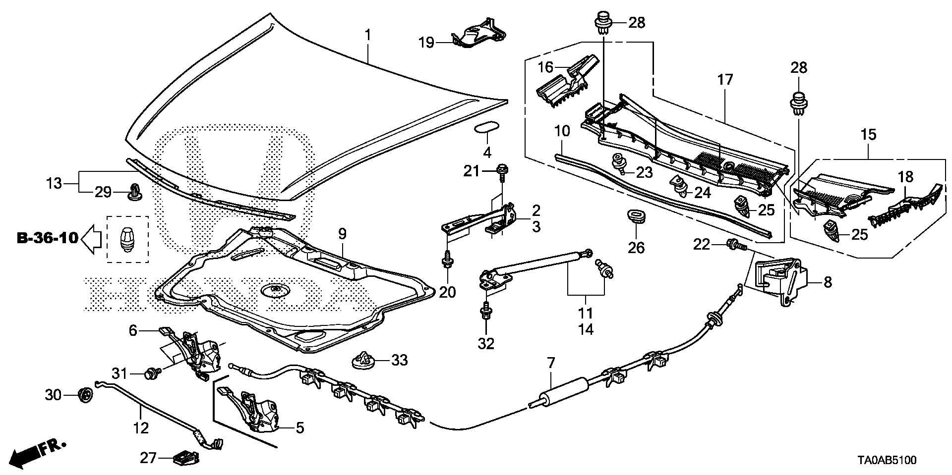 Diagram ENGINE HOOD for your 2004 Honda Accord   