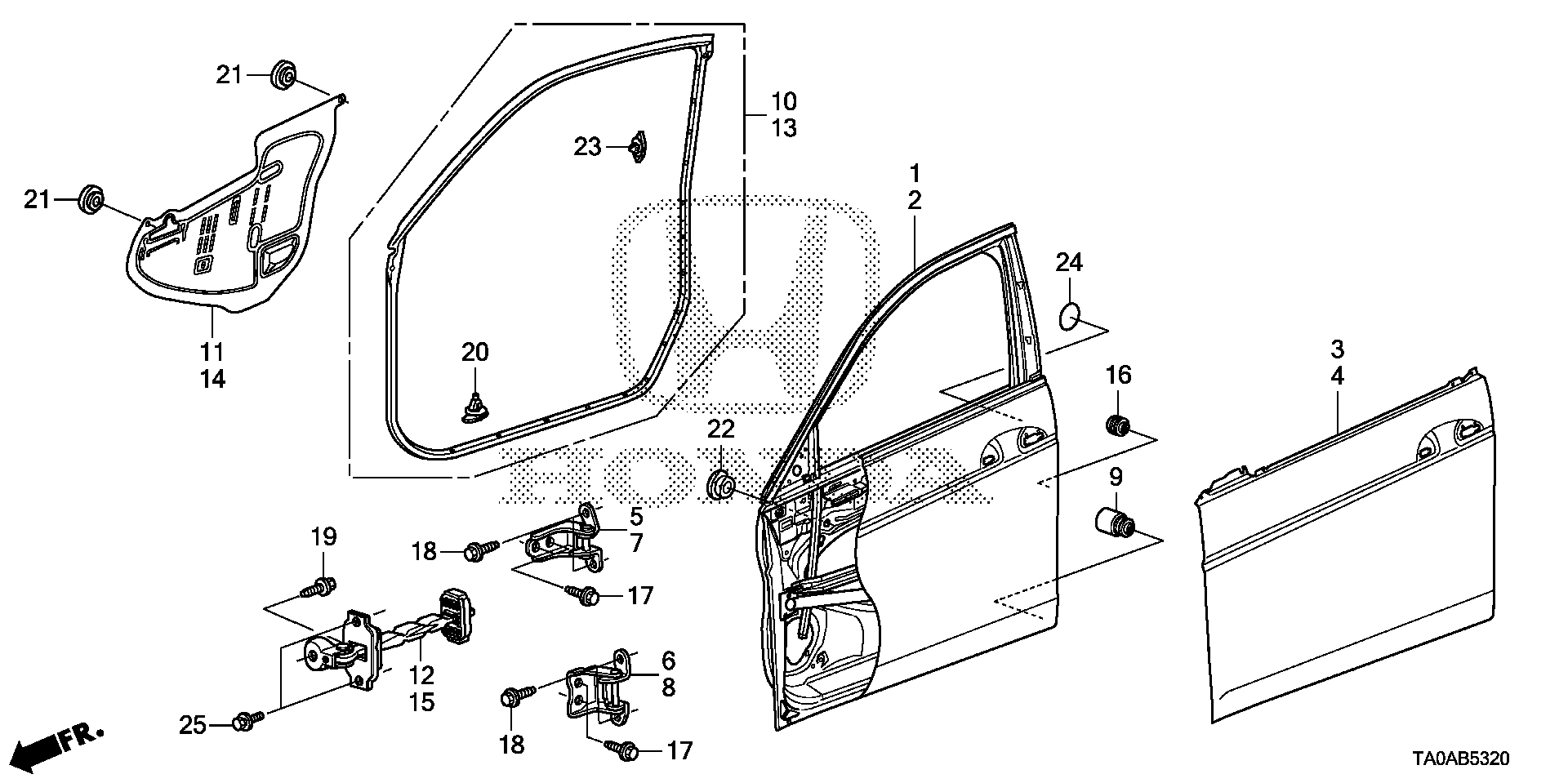 Diagram FRONT DOOR PANELS for your Honda Accord  