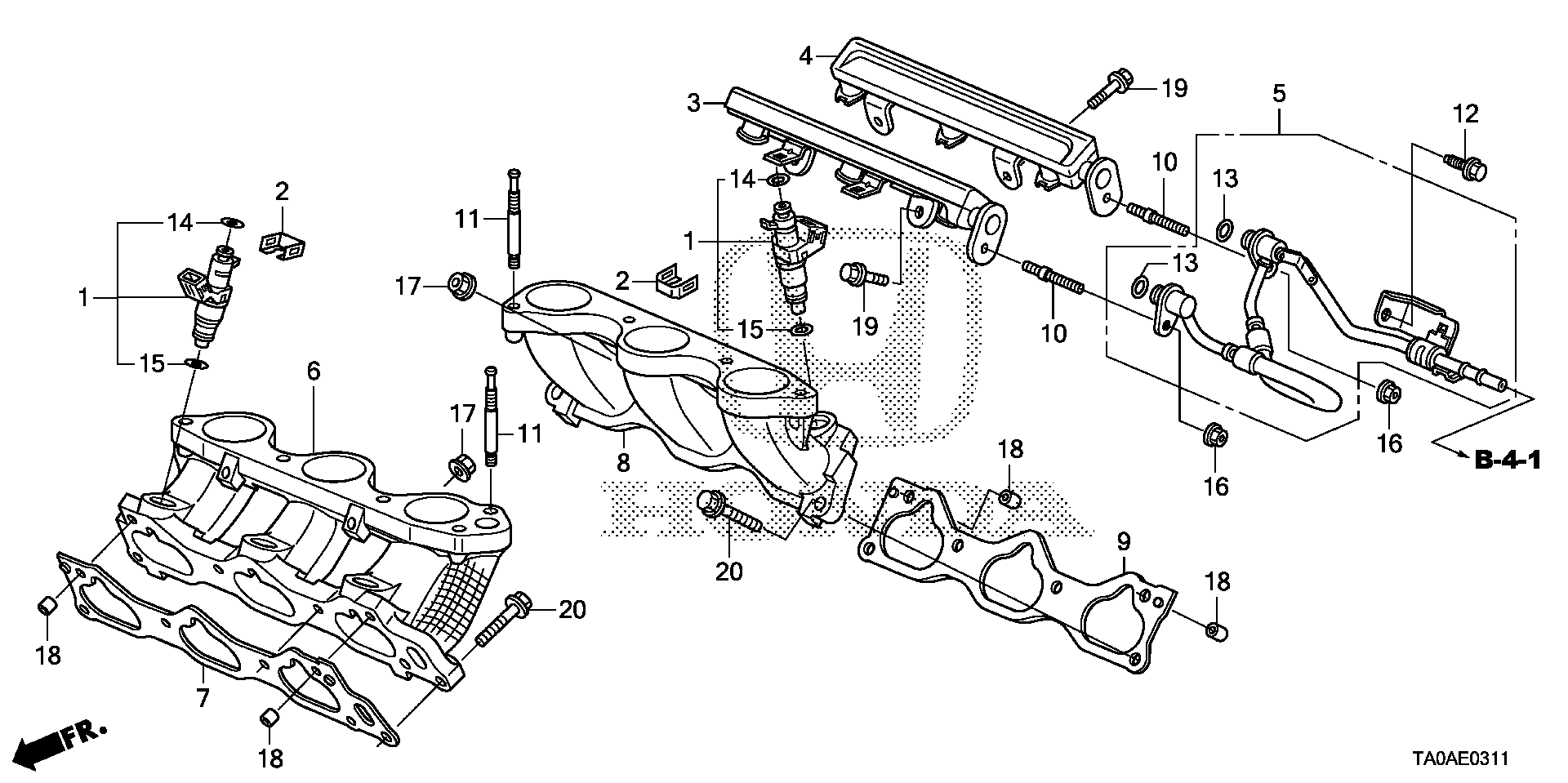 Diagram FUEL INJECTOR (V6) for your 2022 Honda Passport  TSPORT 5D 