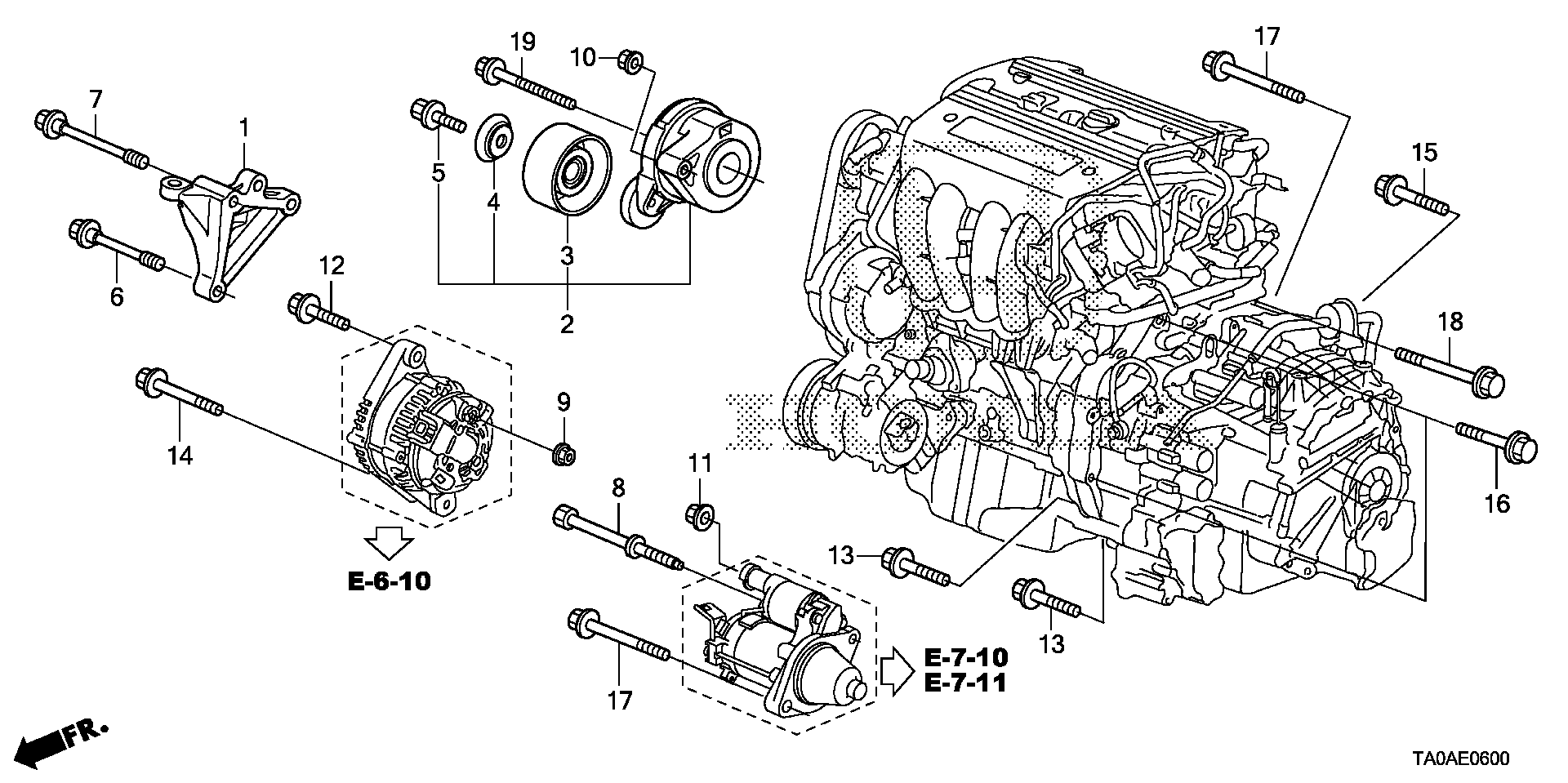 Diagram ENGINE MOUNTING BRACKET (L4) for your 2004 Honda Civic   