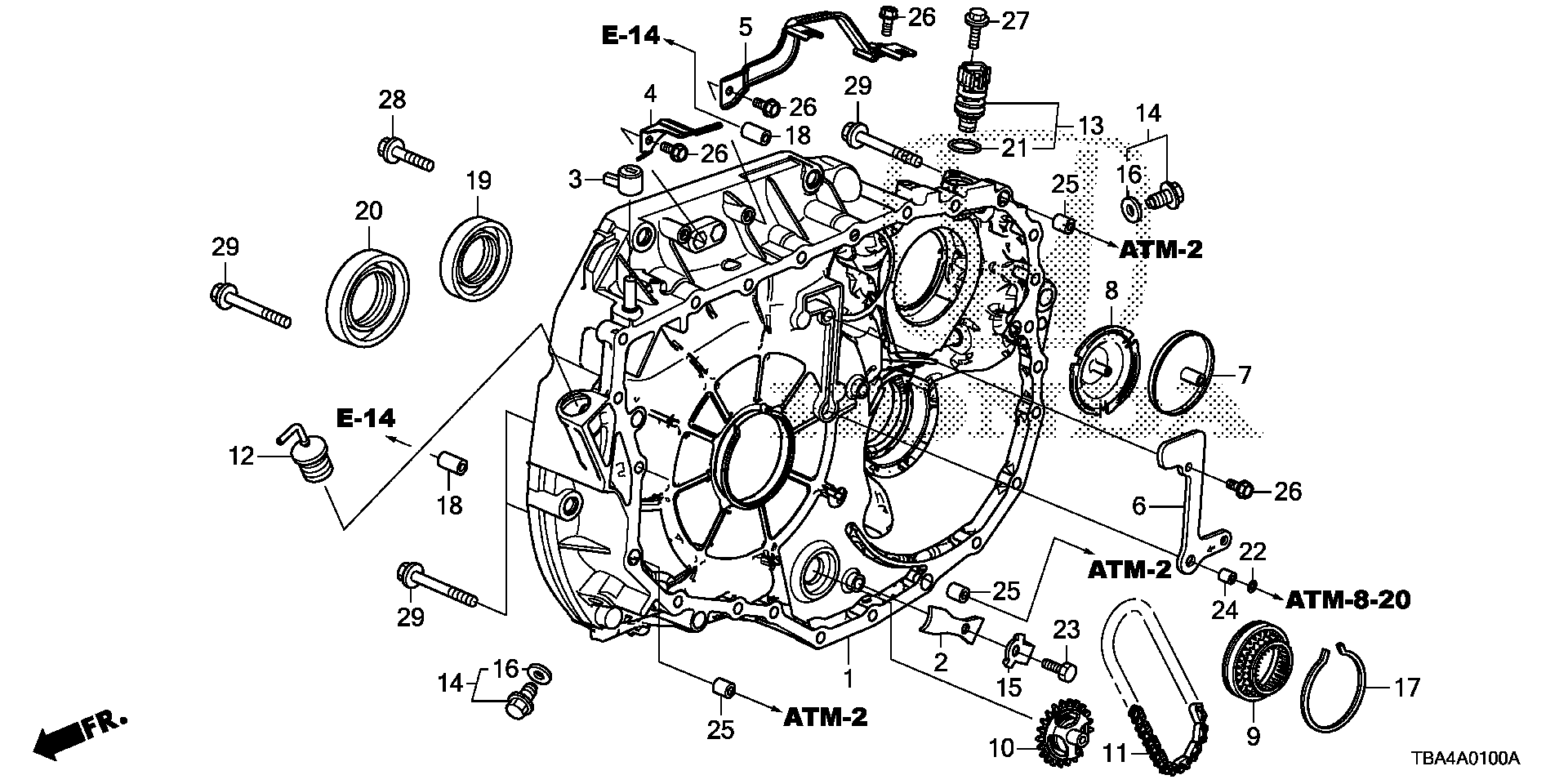 Diagram TORQUE CONVERTER CASE (1.5L) for your 1999 Honda CR-V   