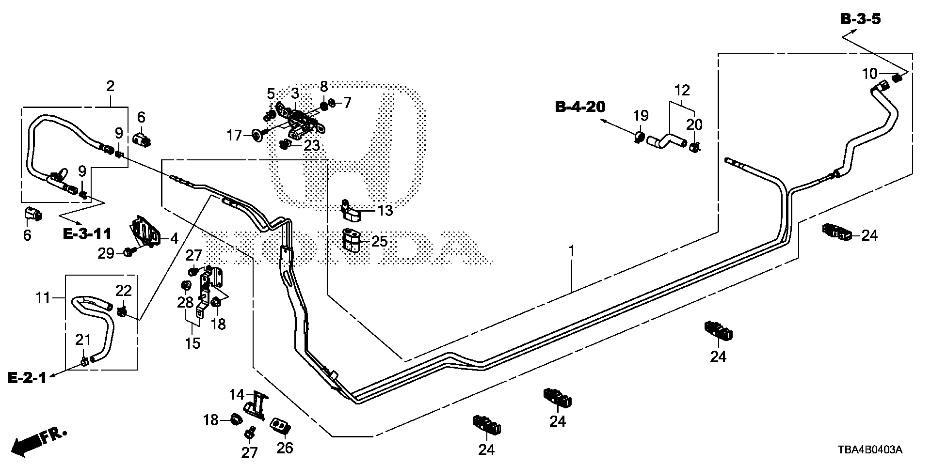 Diagram FUEL PIPE (2.0L) (KA/KC) for your 2015 Honda Pilot   