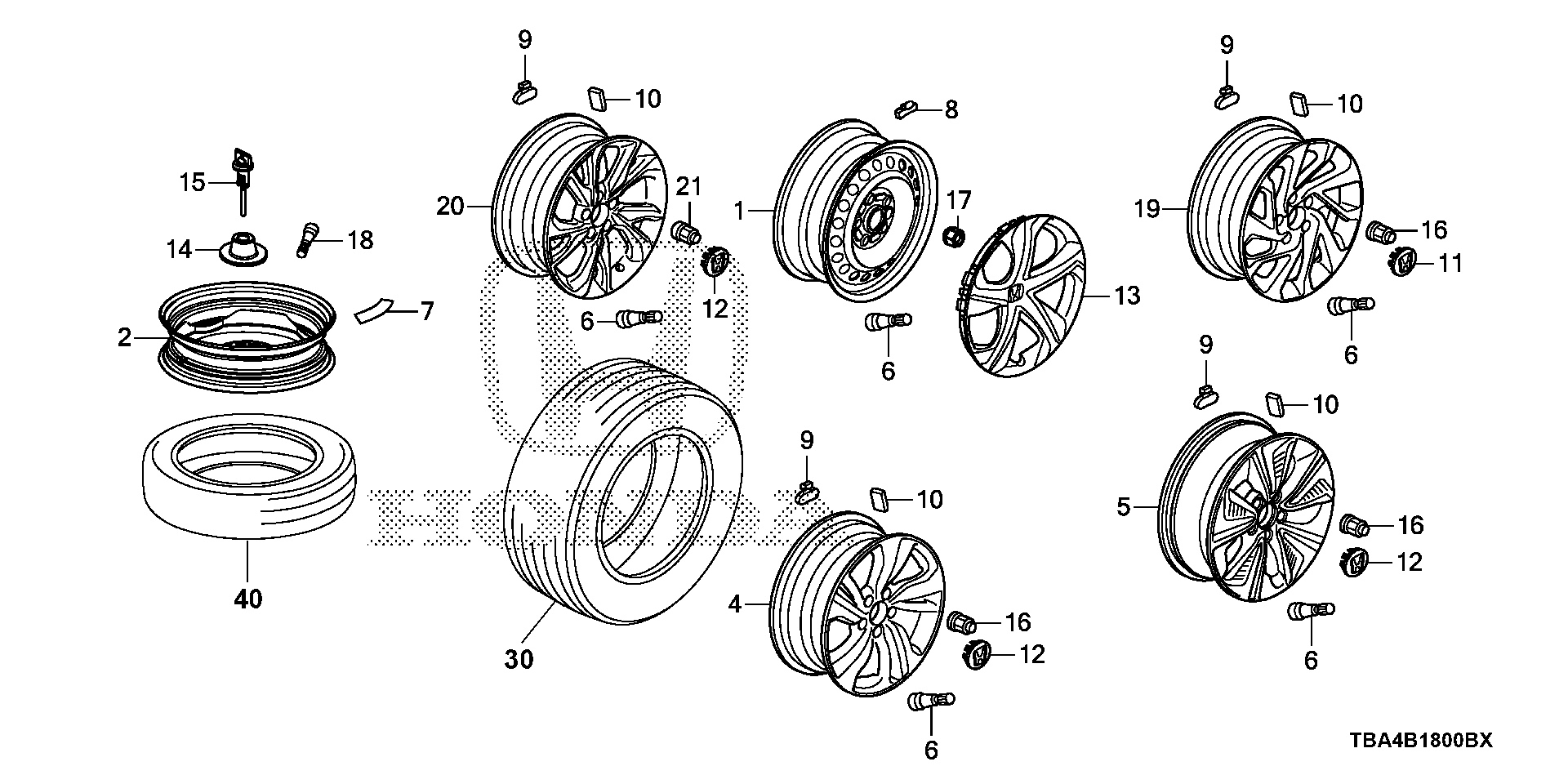 Diagram WHEEL DISK (KA/KL) for your 2001 Honda Accord   