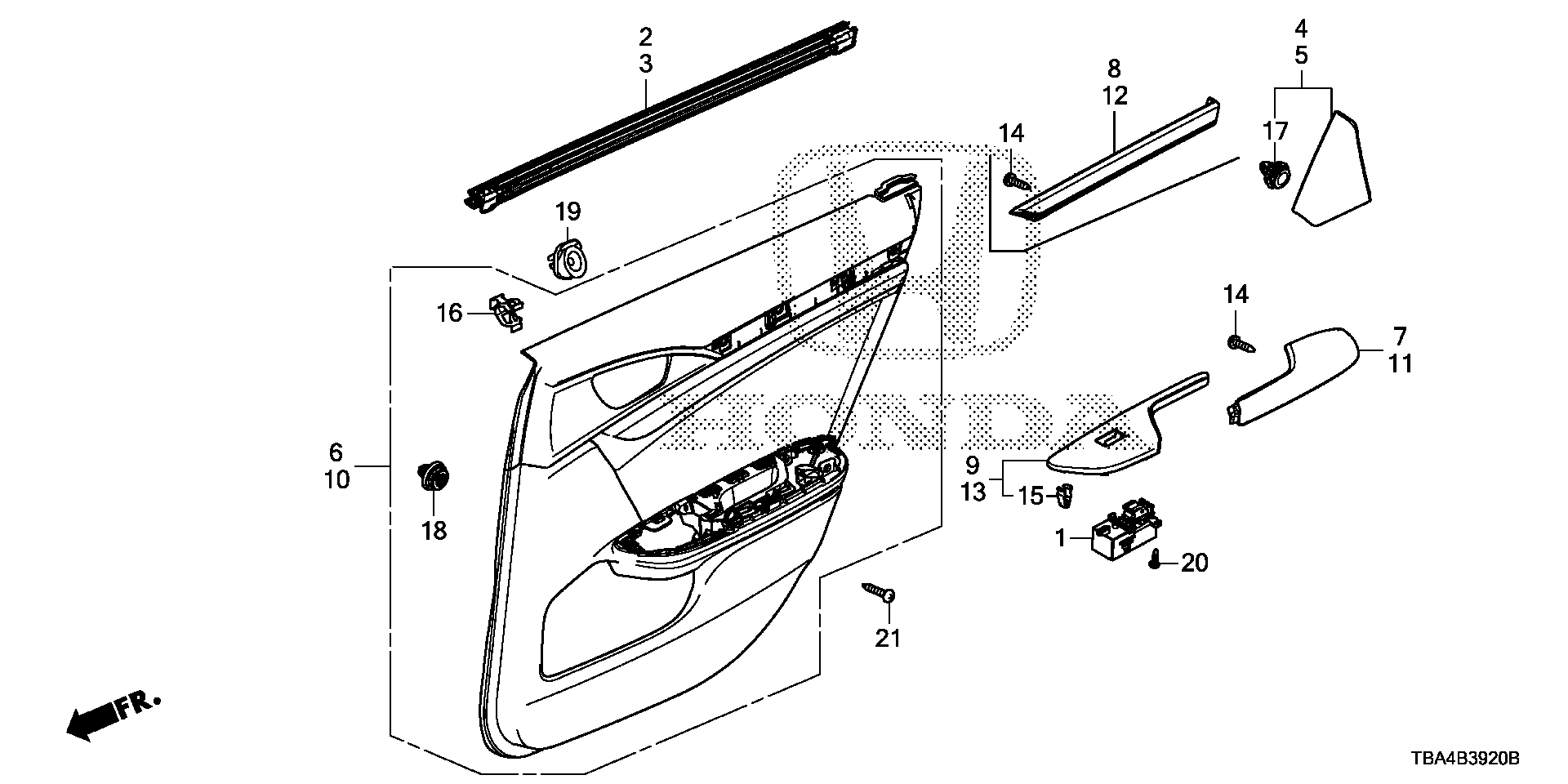 Diagram REAR DOOR LINING for your 2022 Honda Accord 1.5L VTEC CVT Sport 