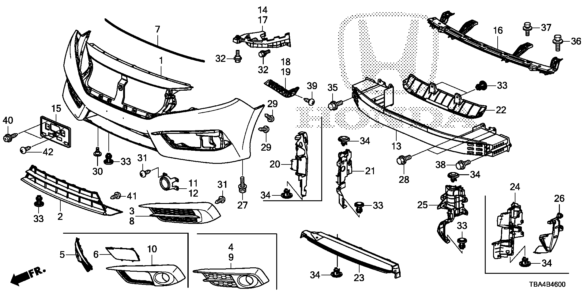 2024 Honda Pilot SPT Beam, r. Fr. Bumper (upper). Front, body 71140