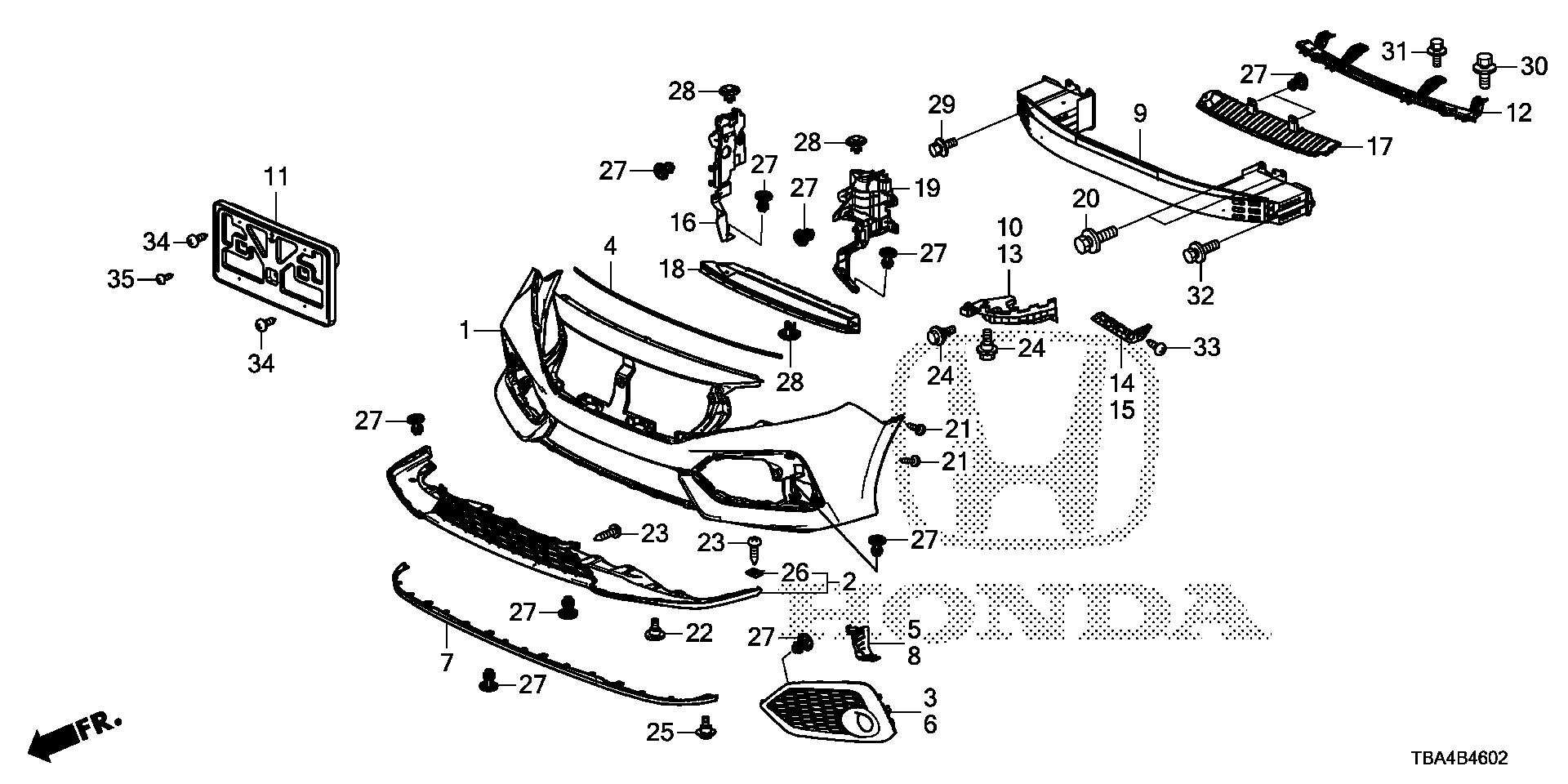 Diagram FRONT BUMPER (3) for your Honda Civic  