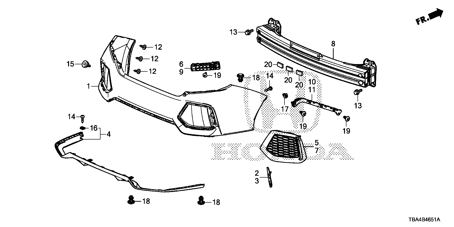 Diagram REAR BUMPER (2) for your Honda Civic  