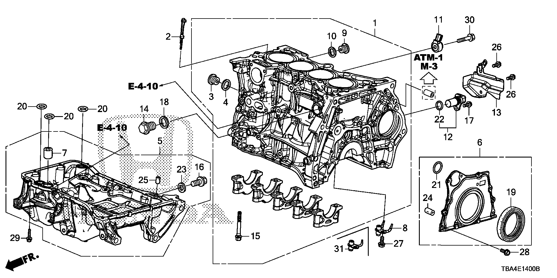 Diagram CYLINDER BLOCK@OIL PAN (1.5L) for your 1997 Honda CR-V   