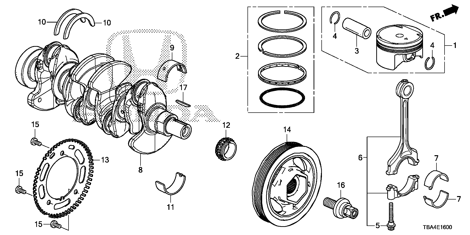 Diagram CRANKSHAFT@PISTON (1.5L) for your 1983 Honda Civic   