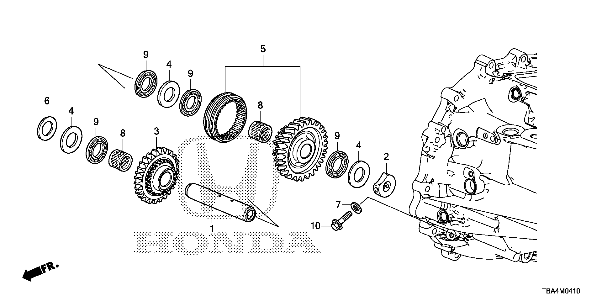 Diagram REVERSE GEAR SHAFT for your 1996 Honda Accord Coupe   