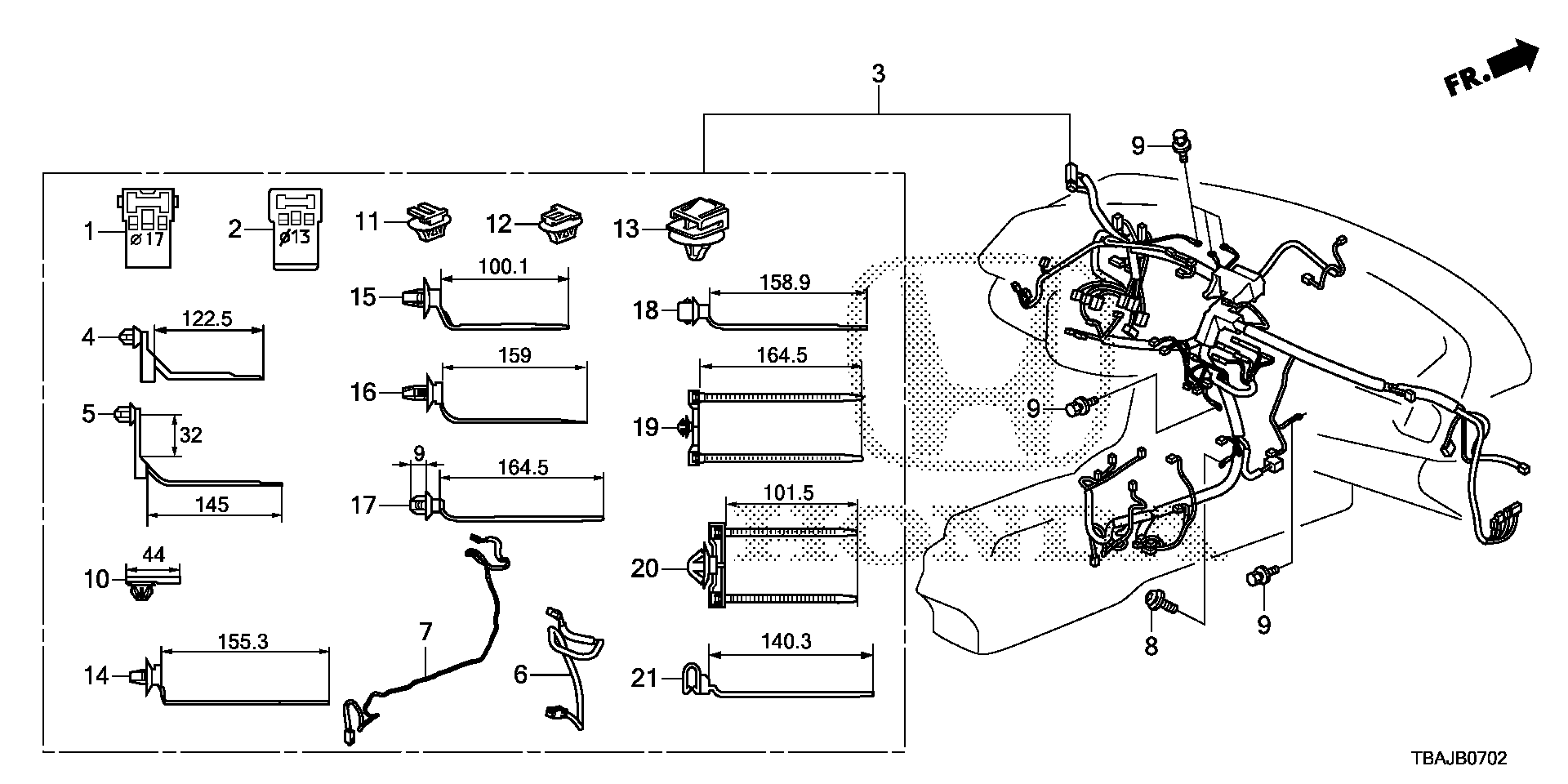 Diagram WIRE HARNESS (3) for your 1996 Honda Civic Hatchback   