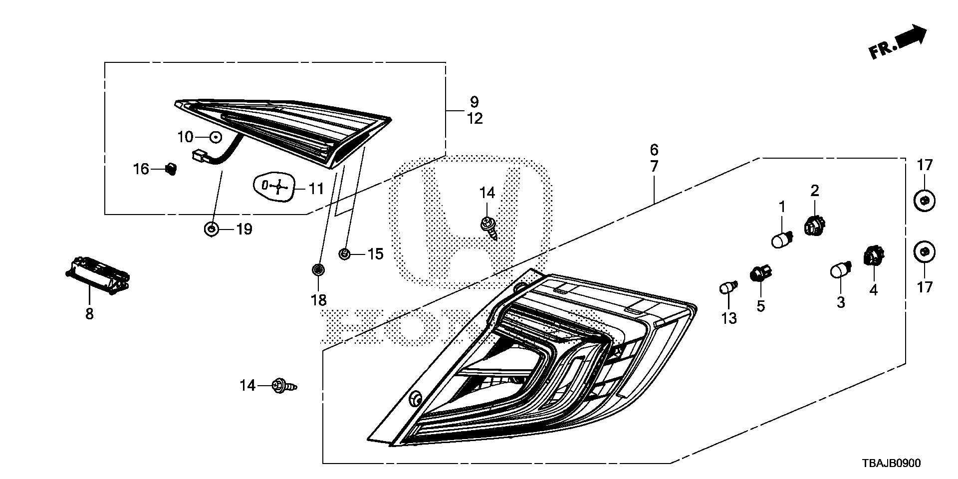 Diagram TAILLIGHT@LICENSE LIGHT for your Honda Accord  