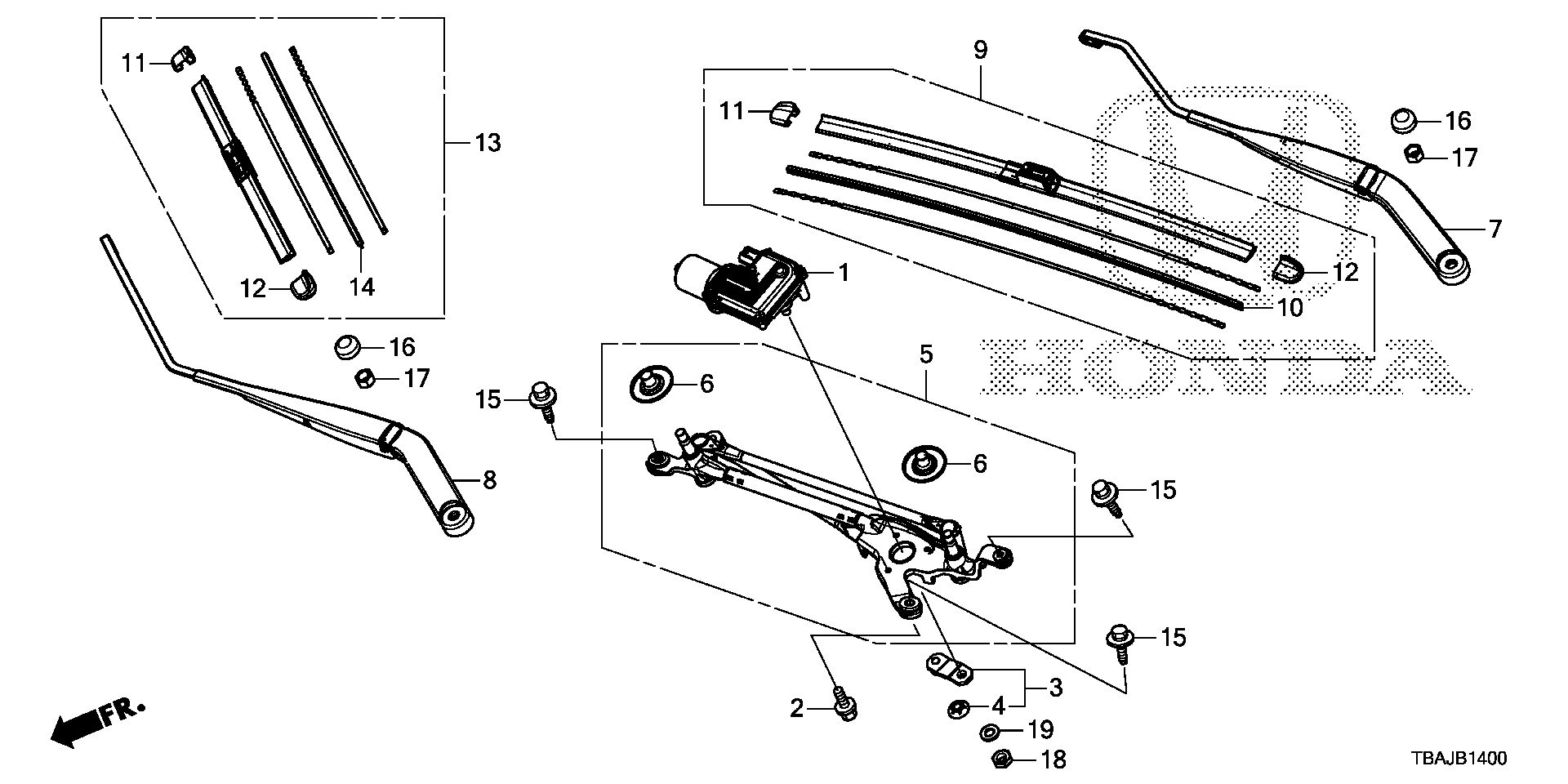 Diagram FRONT WINDSHIELD WIPER for your Honda