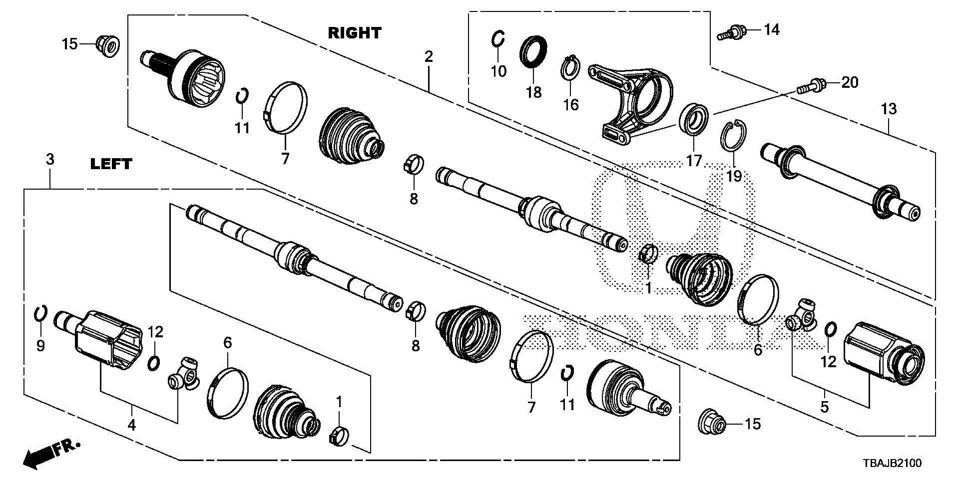 Diagram DRIVESHAFT@HALF SHAFT (1.5L) (1) for your 2023 Honda Odyssey   