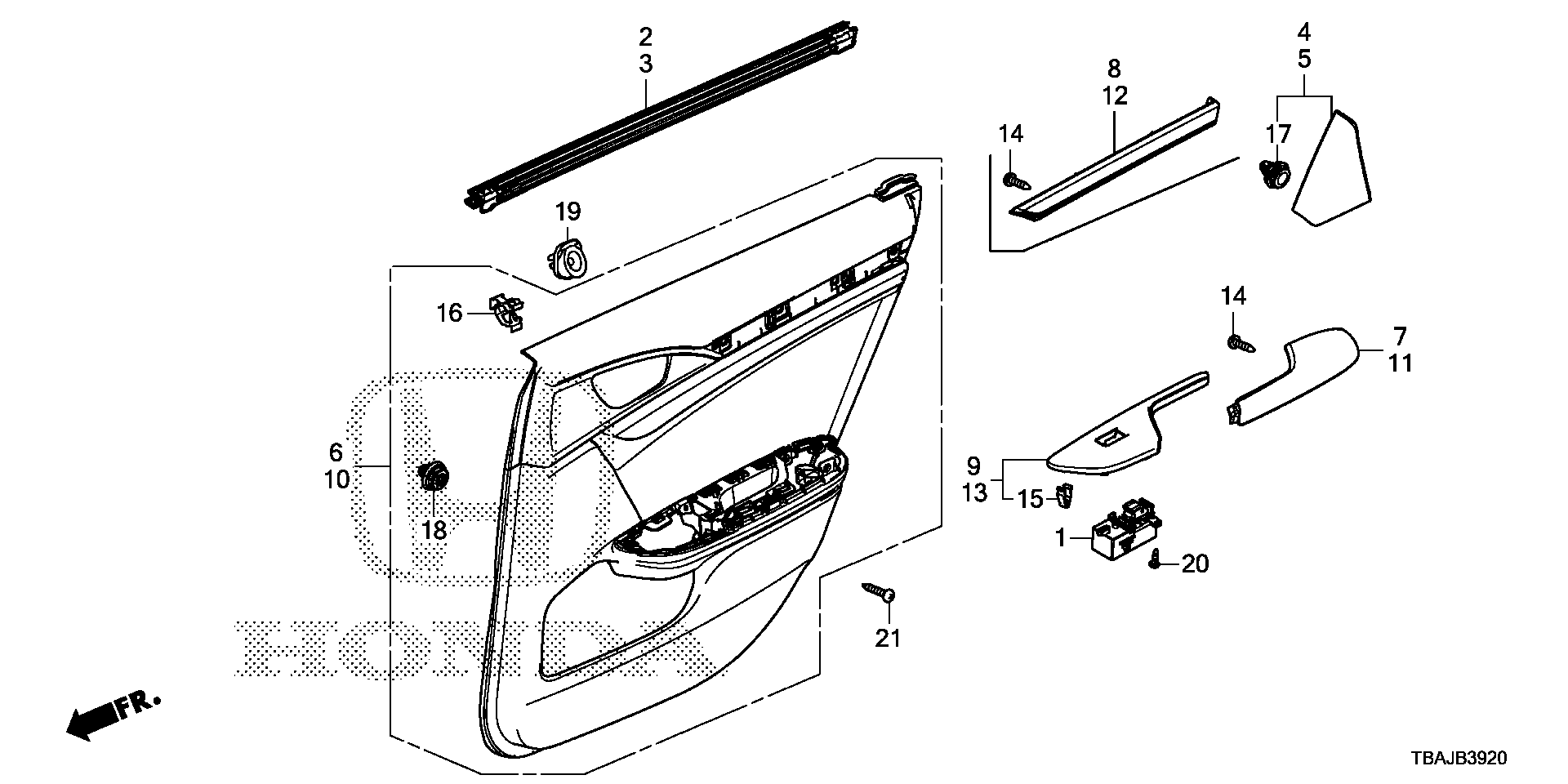 Diagram REAR DOOR LINING for your 2022 Honda Accord 1.5L VTEC CVT Sport 