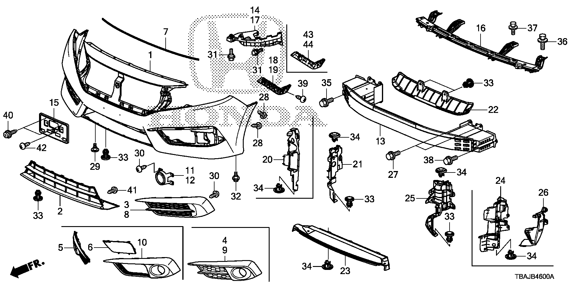 Diagram FRONT BUMPER (1) for your Honda Civic  