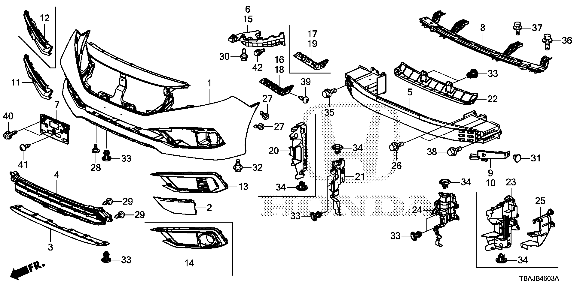 Diagram FRONT BUMPER (4) for your Honda Civic  