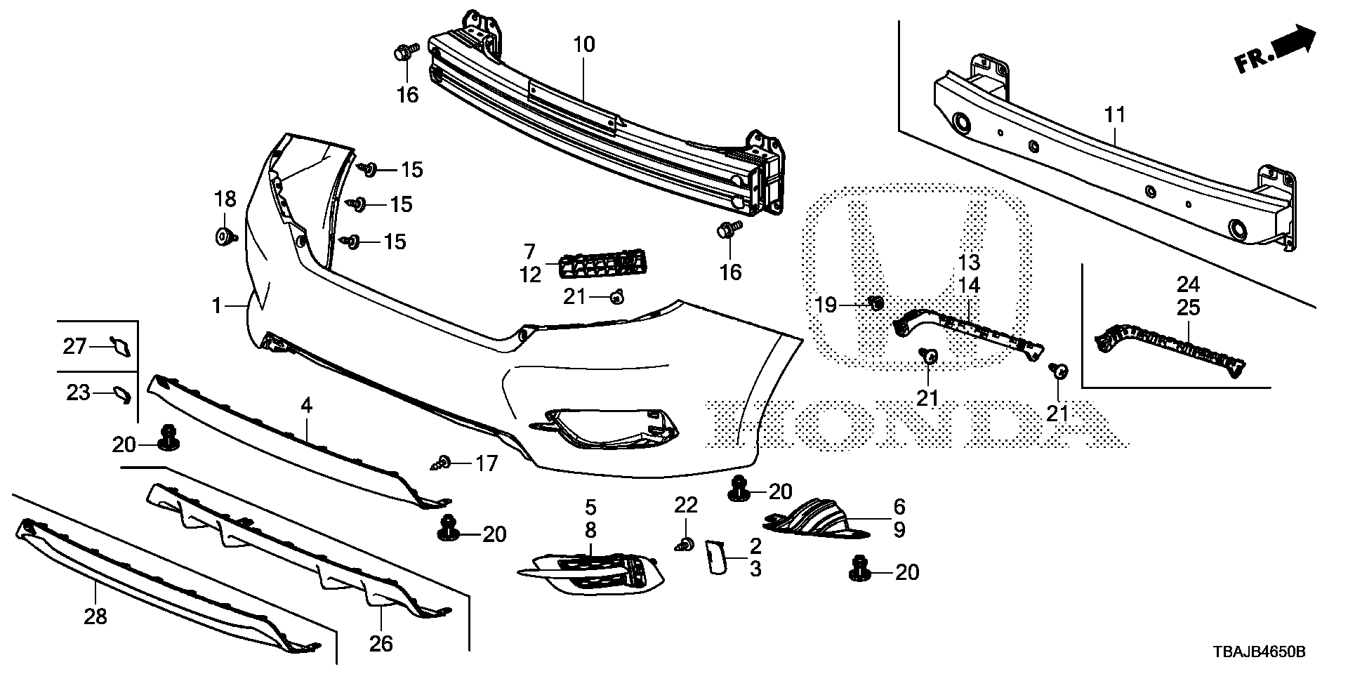 Diagram REAR BUMPER (1) for your 2003 Honda Pilot   