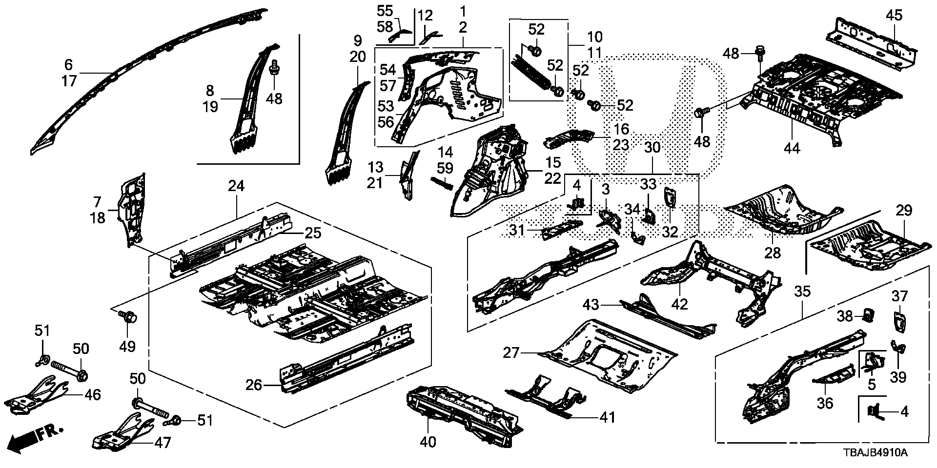 Diagram FLOOR@INNER PANEL for your 2013 Honda Pilot   