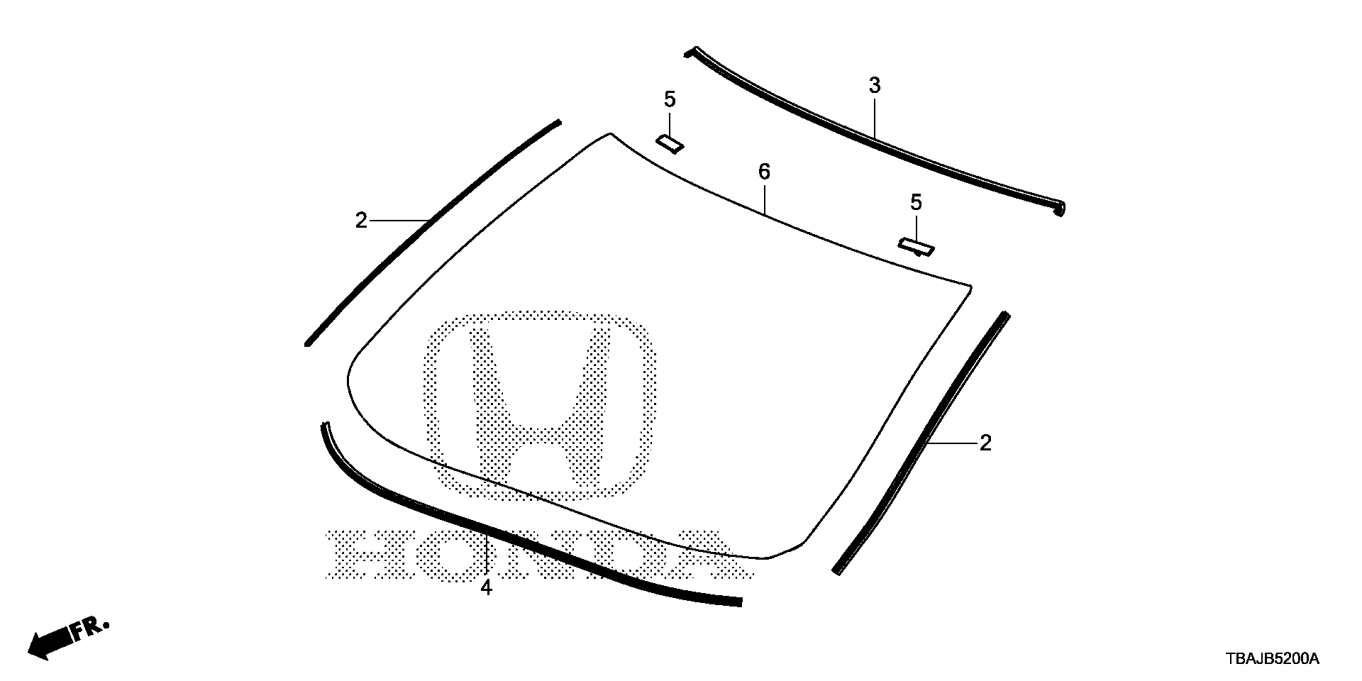 Honda Civic Molding, Fr. Windshield. Body, Front - 73150-tea-t01 