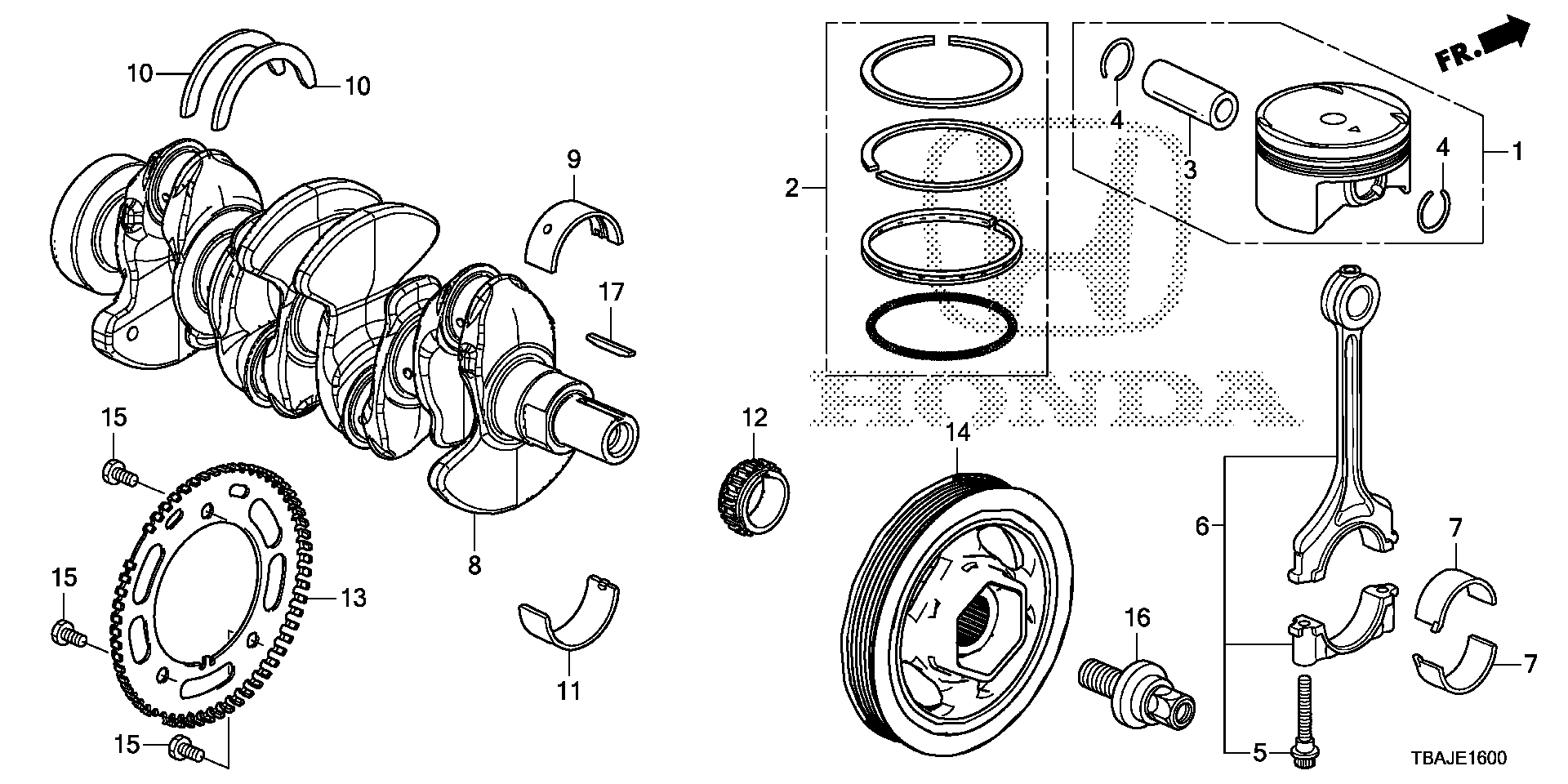 Diagram CRANKSHAFT@PISTON (1.5L) for your 2023 Honda Civic   