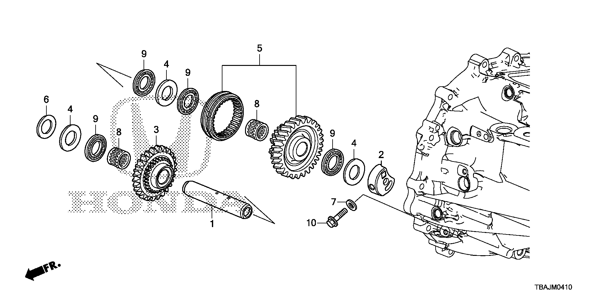 Diagram REVERSE GEAR SHAFT for your 1996 Honda Accord Coupe   