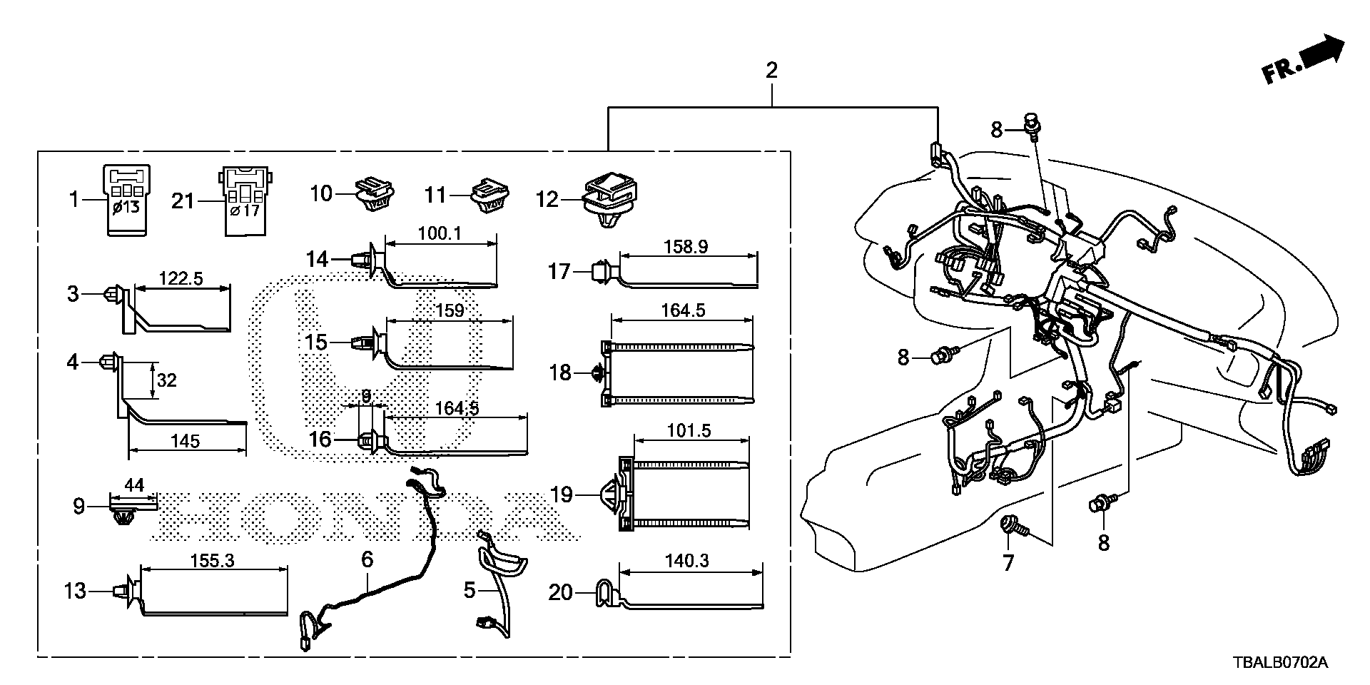 Diagram WIRE HARNESS (3) for your 1996 Honda Civic Hatchback   