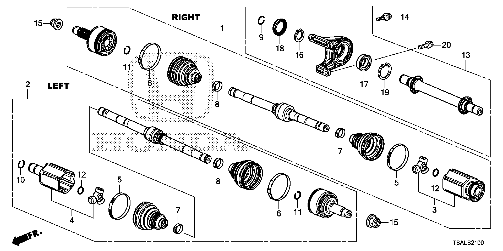 Diagram DRIVESHAFT@HALF SHAFT (1.5L) (1) for your 2023 Honda Odyssey   