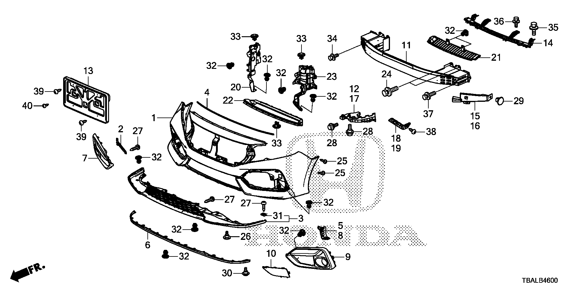 Diagram FRONT BUMPER (1) for your Honda Civic  