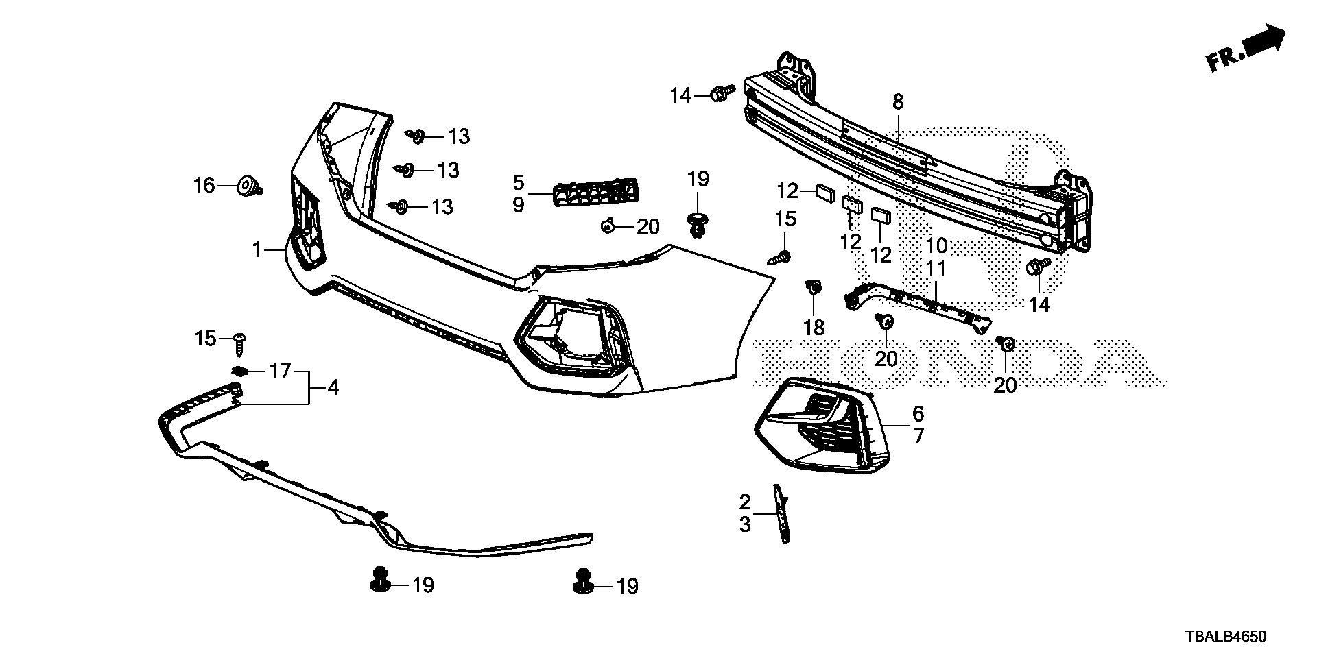 Diagram REAR BUMPER (1) for your Honda Civic  