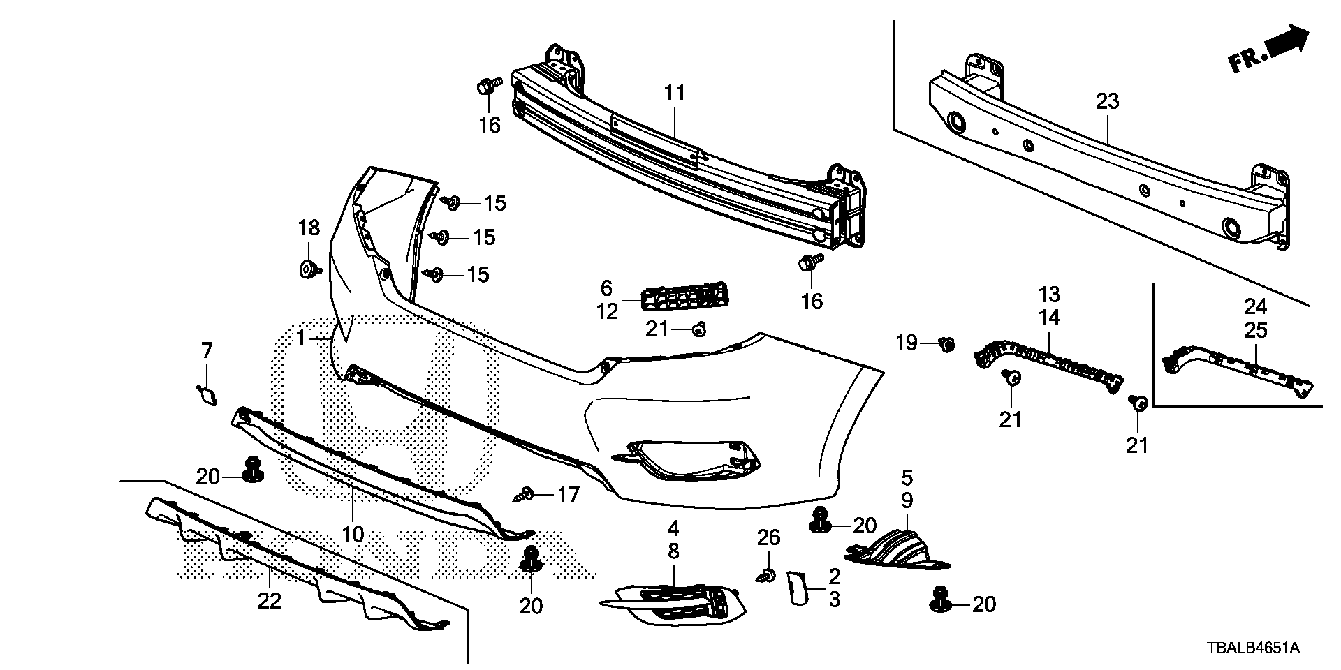 Diagram REAR BUMPER (2) for your 2003 Honda Pilot   