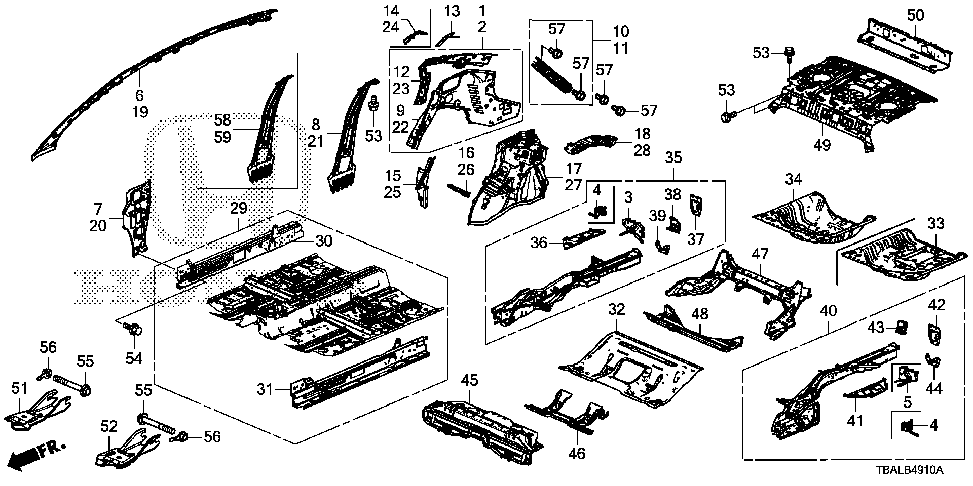 Diagram FLOOR@INNER PANEL for your 2013 Honda Pilot   