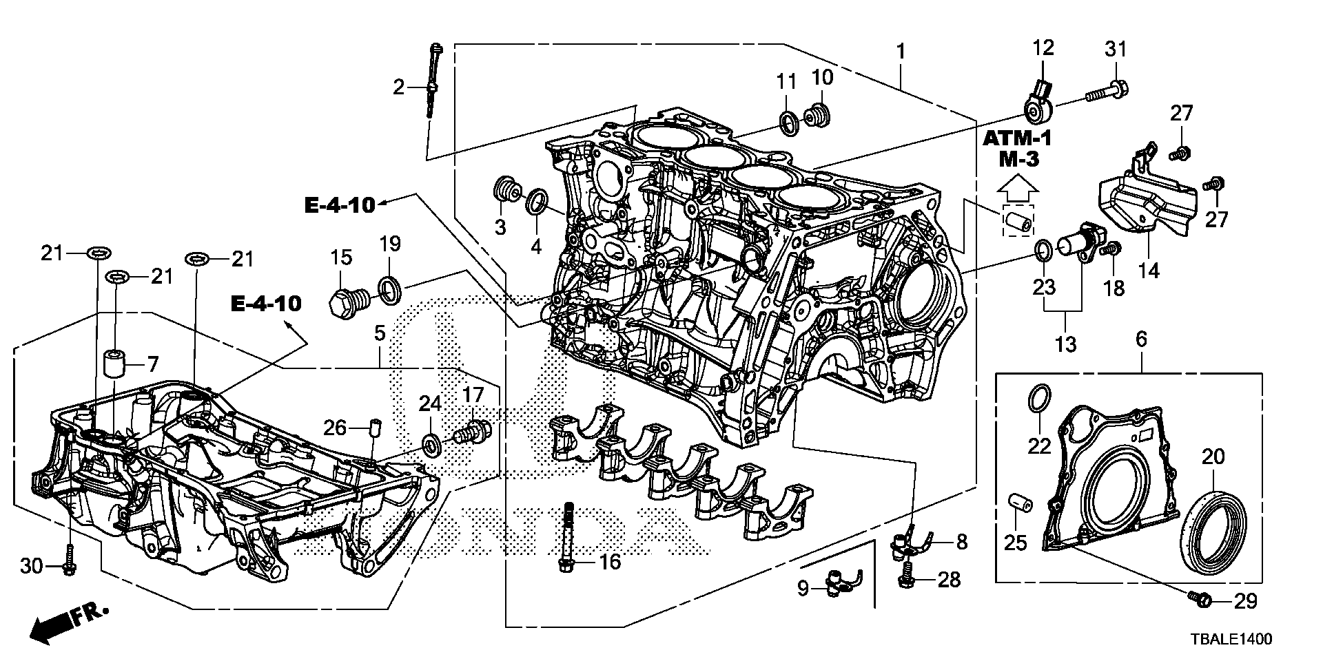 Diagram CYLINDER BLOCK@OIL PAN (1.5L) for your 2004 Honda CR-V   