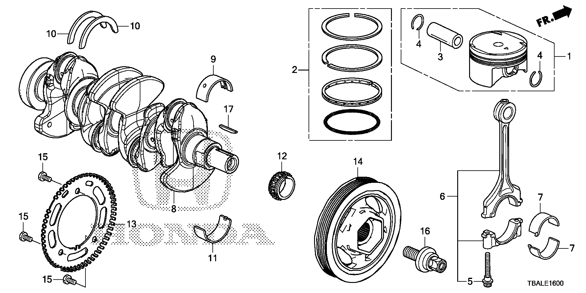 Diagram CRANKSHAFT@PISTON (1.5L) for your 2024 Honda Civic   