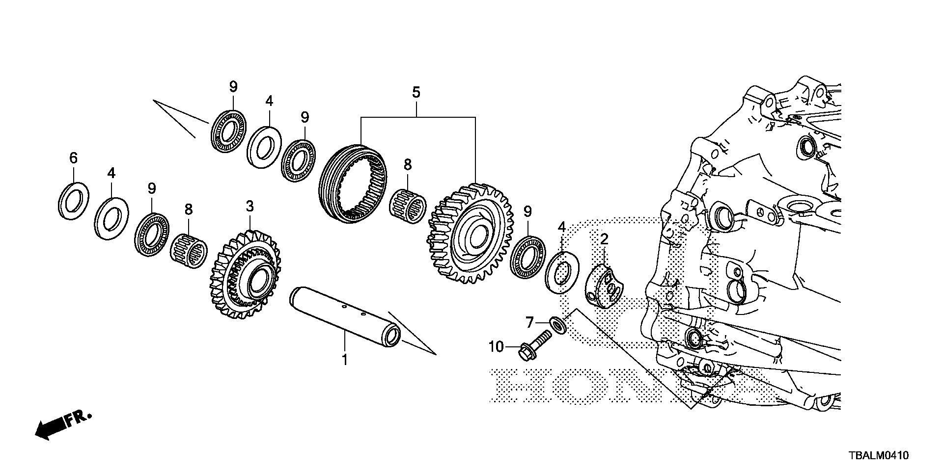 Diagram REVERSE GEAR SHAFT for your 1996 Honda Accord Coupe   