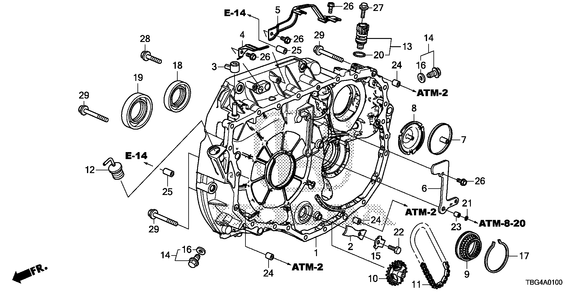 Diagram TORQUE CONVERTER CASE (1.5L) for your 1997 Honda CR-V   