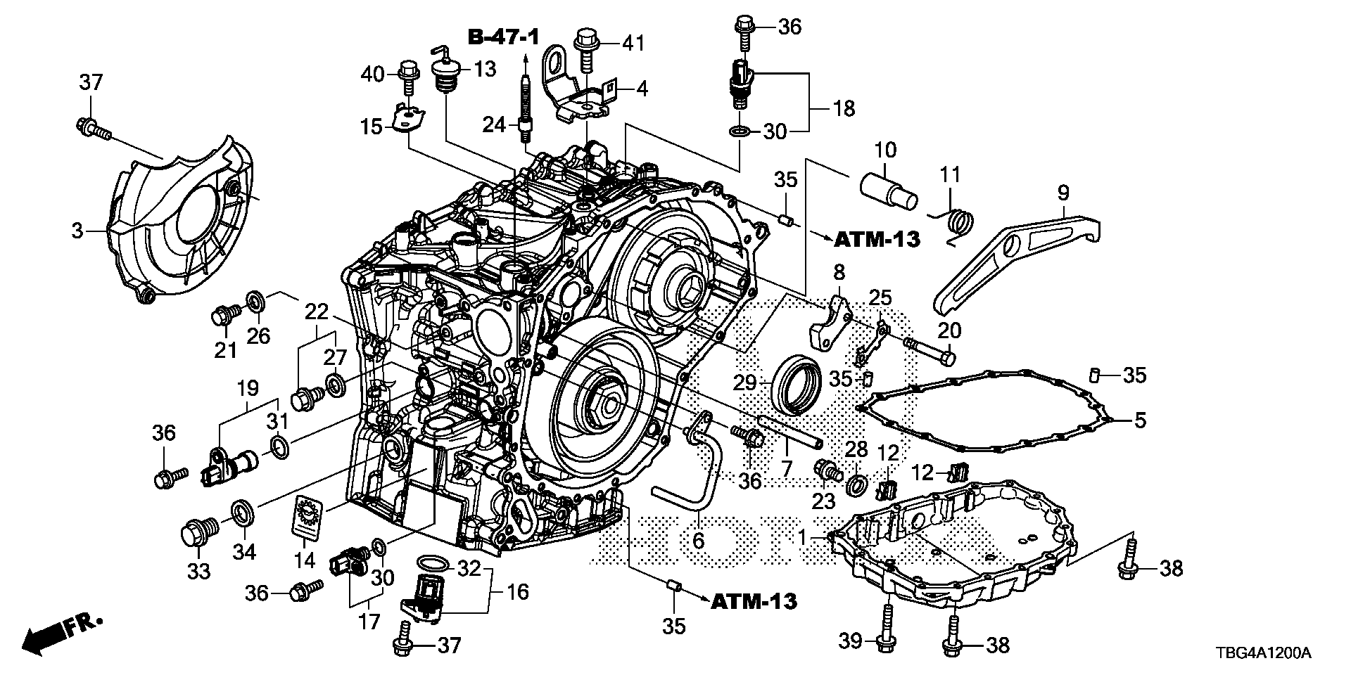 Diagram TRANSMISSION CASE COMPONENTS (2.0L) for your 2002 Honda Accord Coupe   