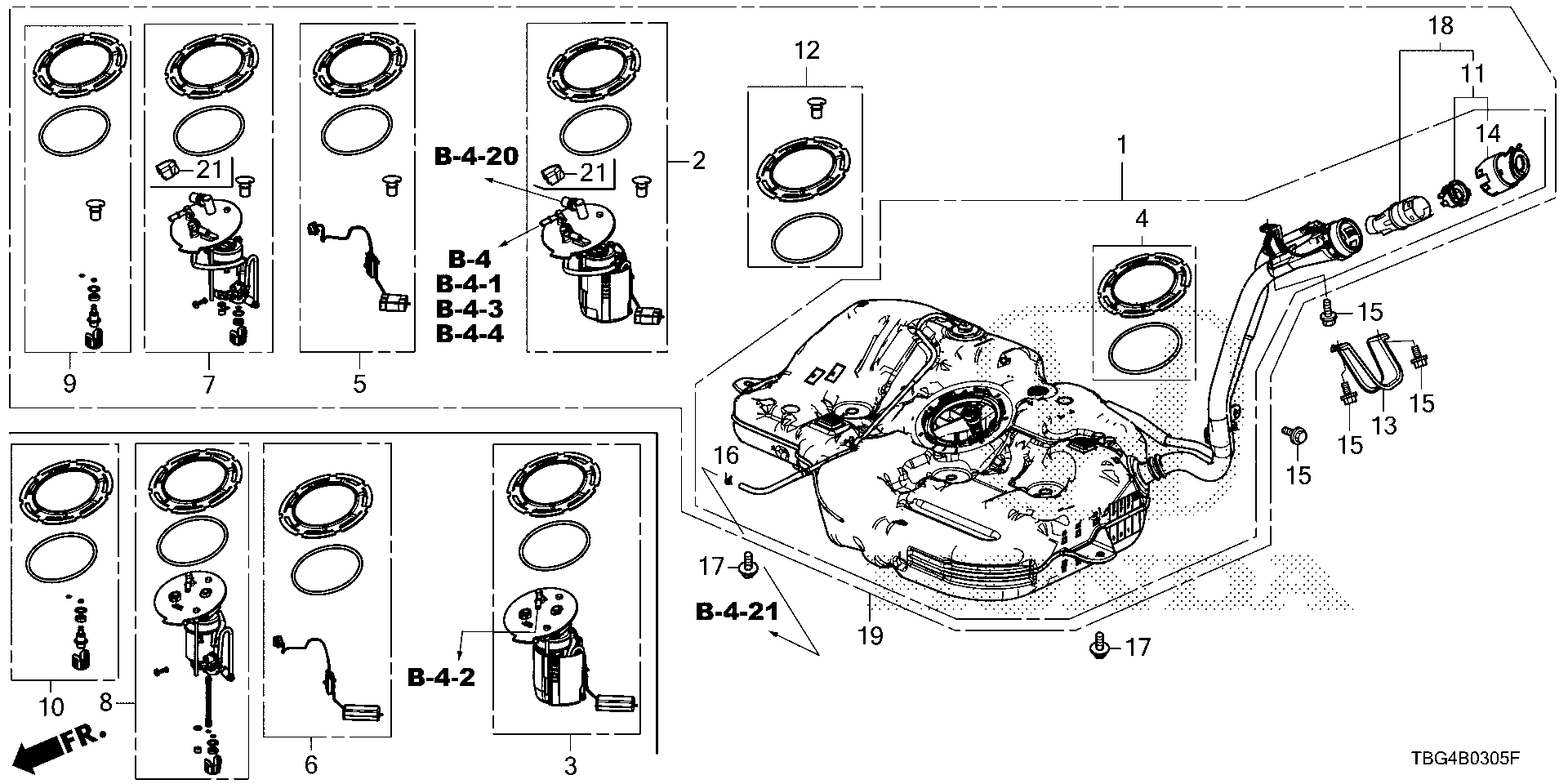 Diagram FUEL TANK for your 2021 Honda Civic   