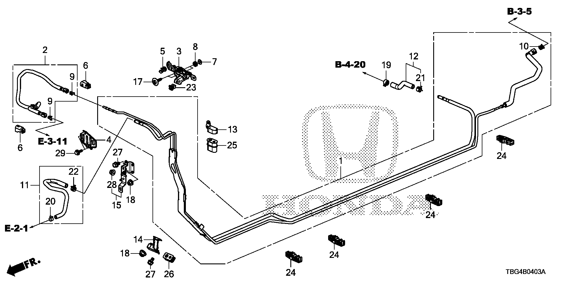 Diagram FUEL PIPE (2.0L) (KA/KC) for your 2015 Honda Pilot   