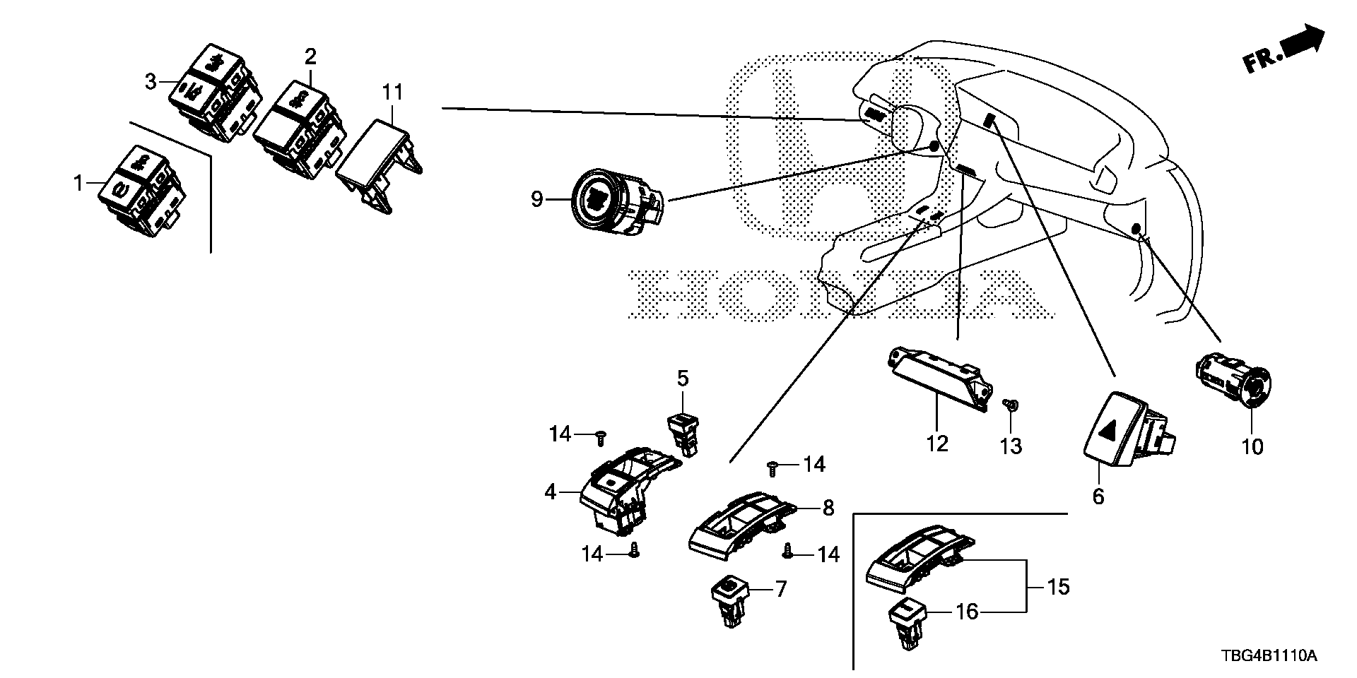 Diagram SWITCH for your Honda Civic Coupe  