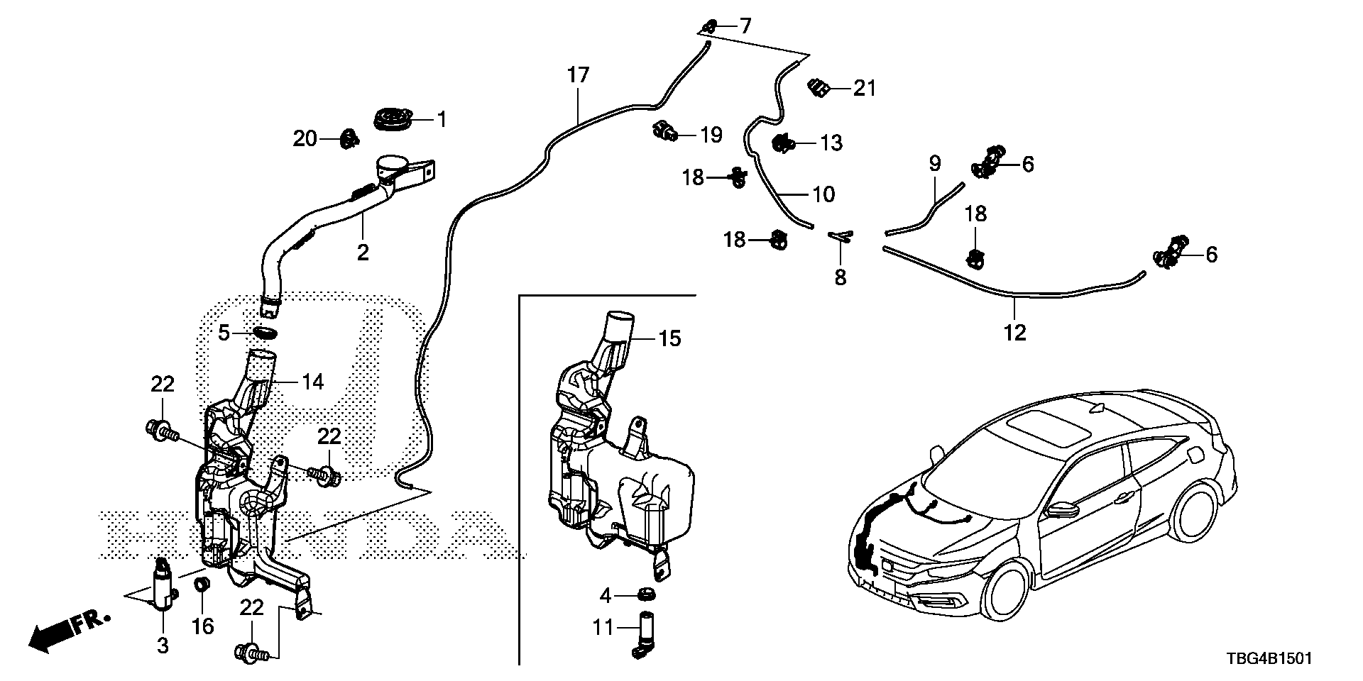 Diagram WINDSHIELD WASHER (2) for your 2017 Honda Civic Coupe 2.0L i-VTEC MT LX 