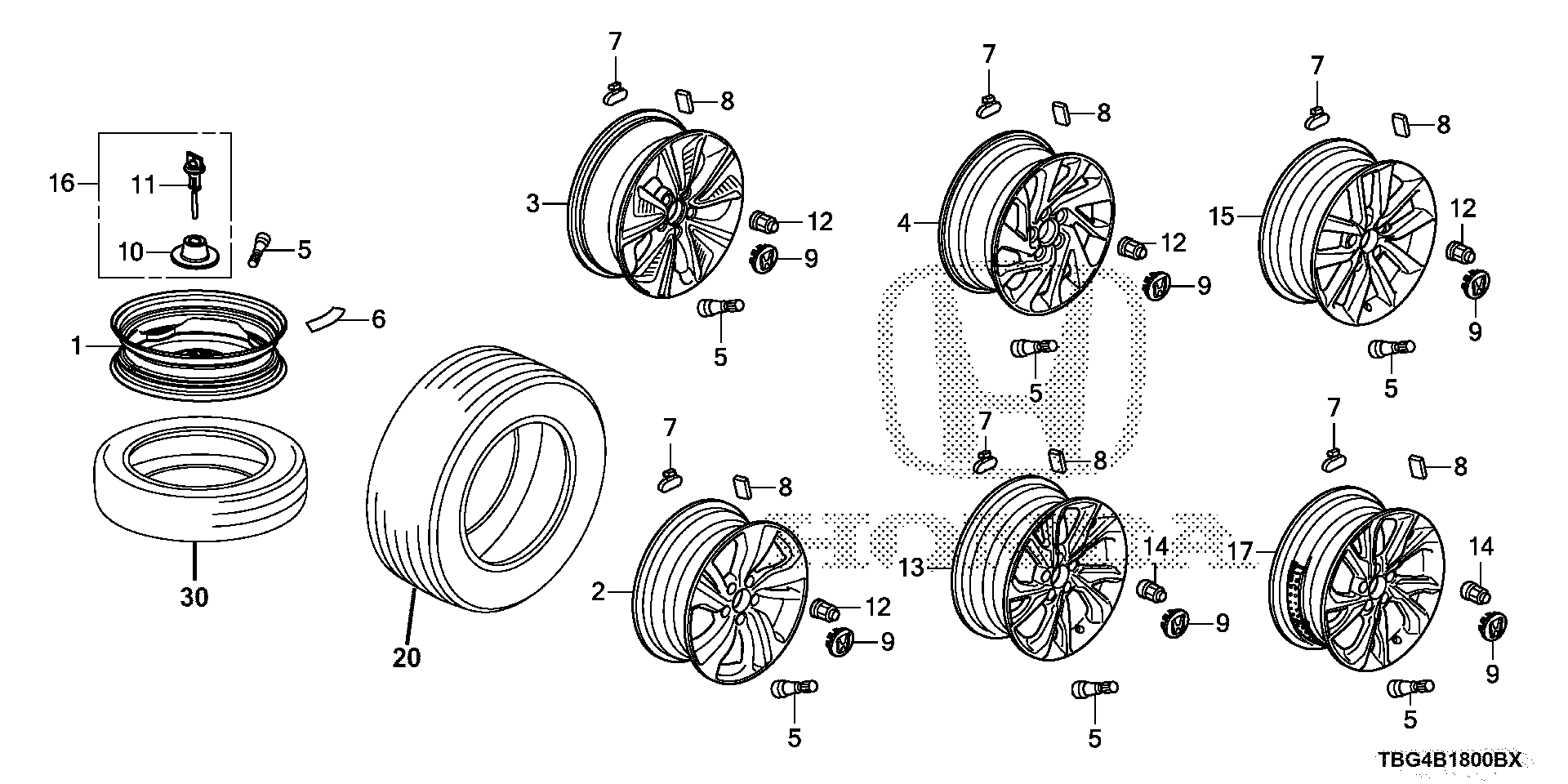 Diagram WHEEL DISK (KA/KL) for your Honda Civic  